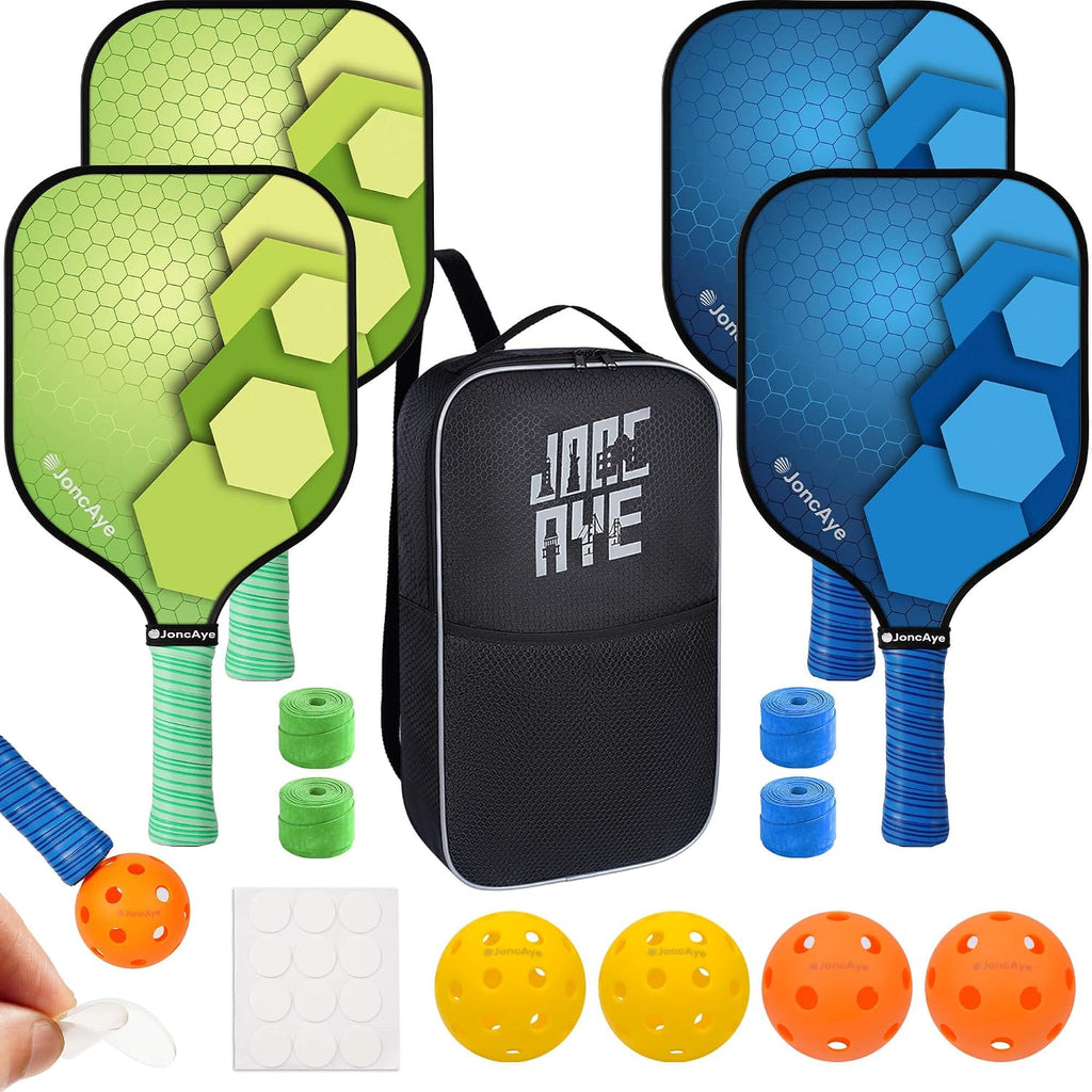 JoncAye Juego de 4 o 2 paletas de Pickleball, raquetas de fibra de...