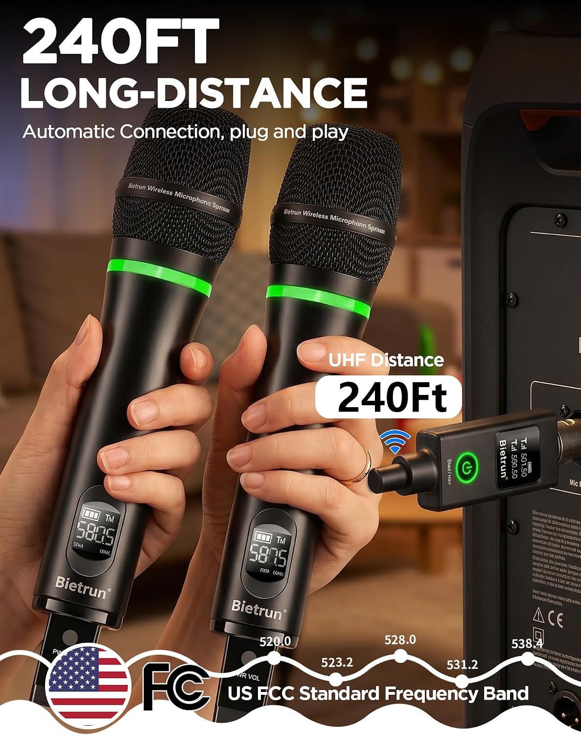 Micrófono inalámbrico Bietrun XLR, micrófonos dinámicos de mano ina...
