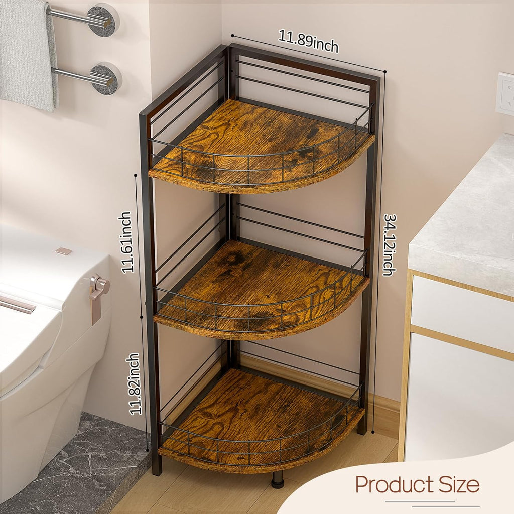 DAOUTIME Estante de pie para baño, soporte de esquina de 3 niveles,...