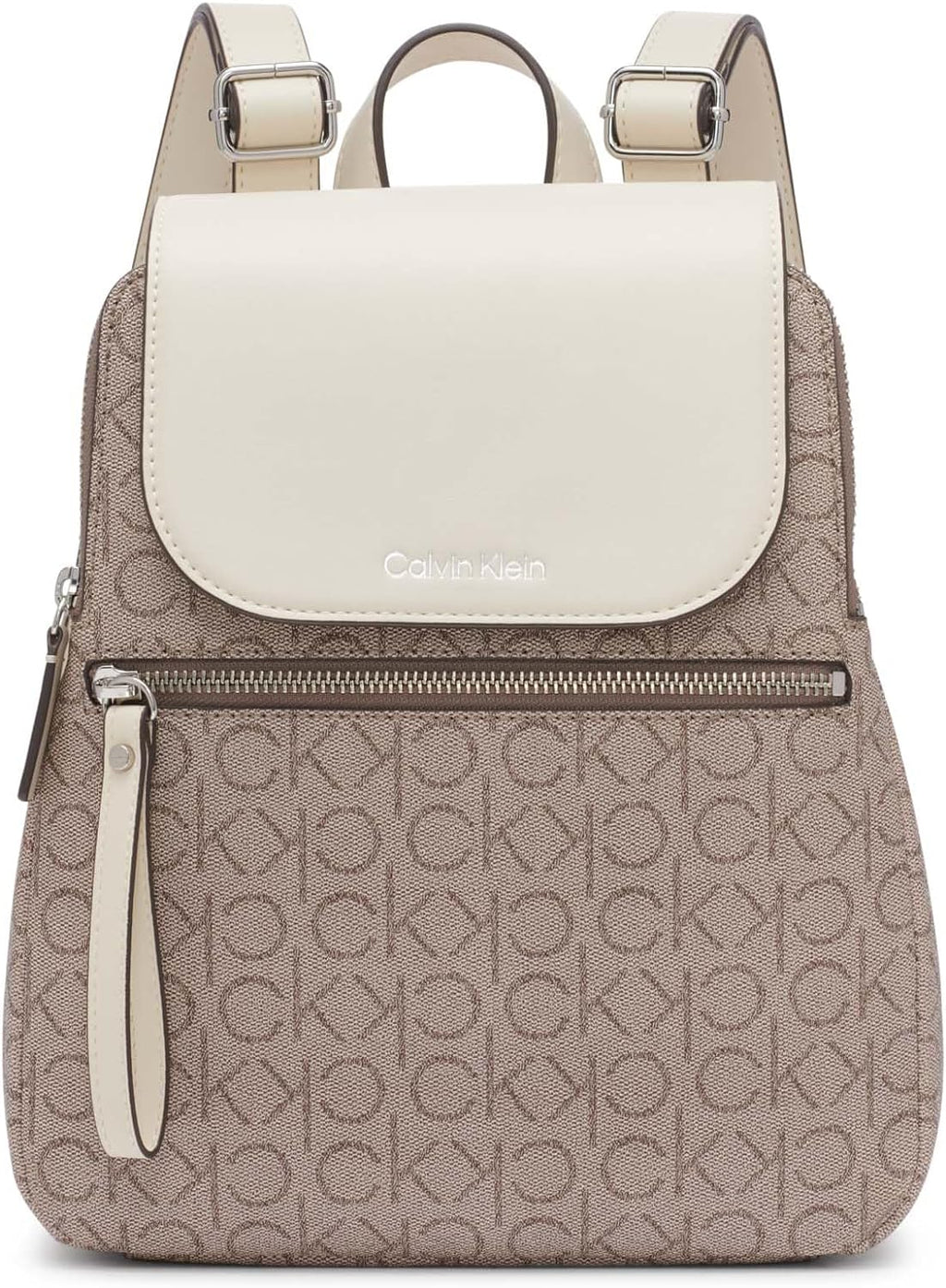Calvin Klein Mochila Elaine Signature con solapa para mujer, Tamaño único