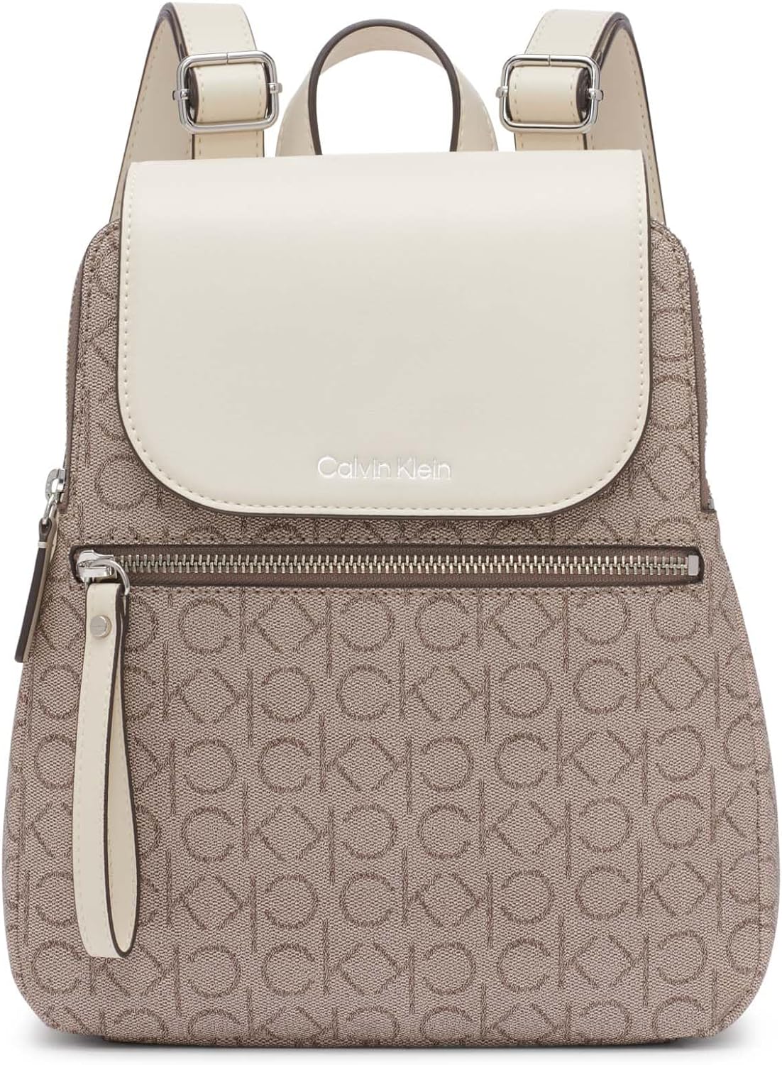 Calvin Klein Mochila Elaine Signature con solapa para mujer, Tamaño único
