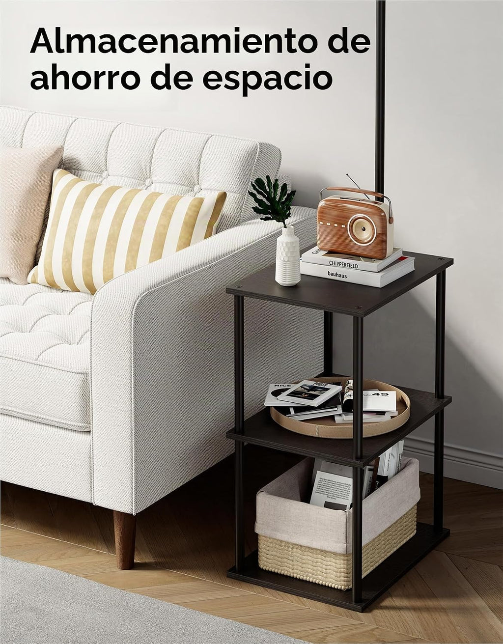 PARTPHONER Lámpara de pie con mesa, mesita de noche con lámpara, me...