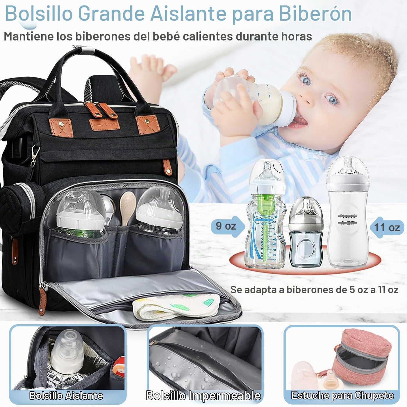 SHITIESHOU Mochila para pañales para mamá y papá, con cambiador, 19...