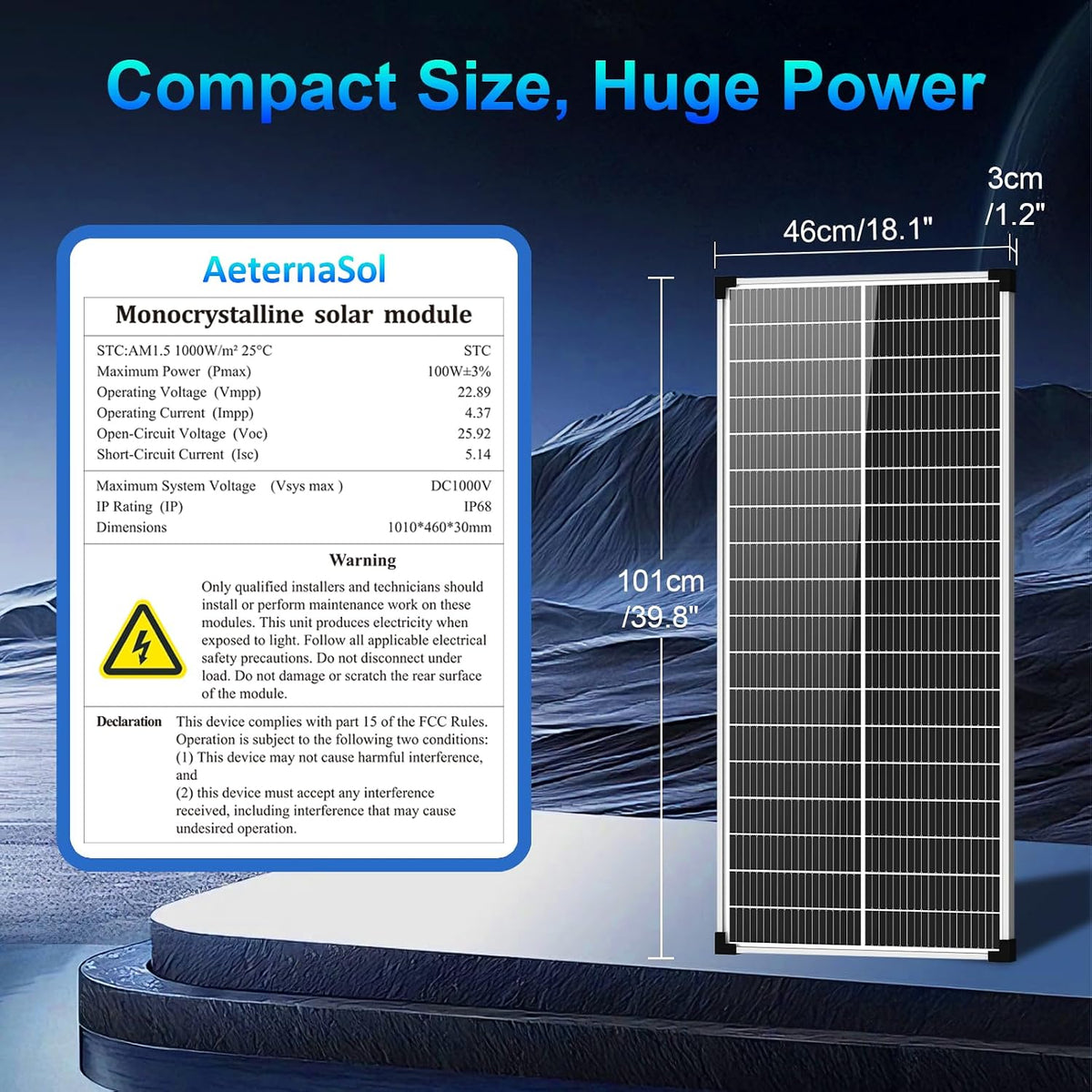 Panel solar de 100 W, tipo N 12 V, 18 BB, 25 % de alta eficiencia A...