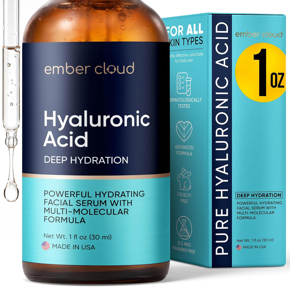 Ember Cloud Suero de ácido hialurónico para cara, cuello y labios d...