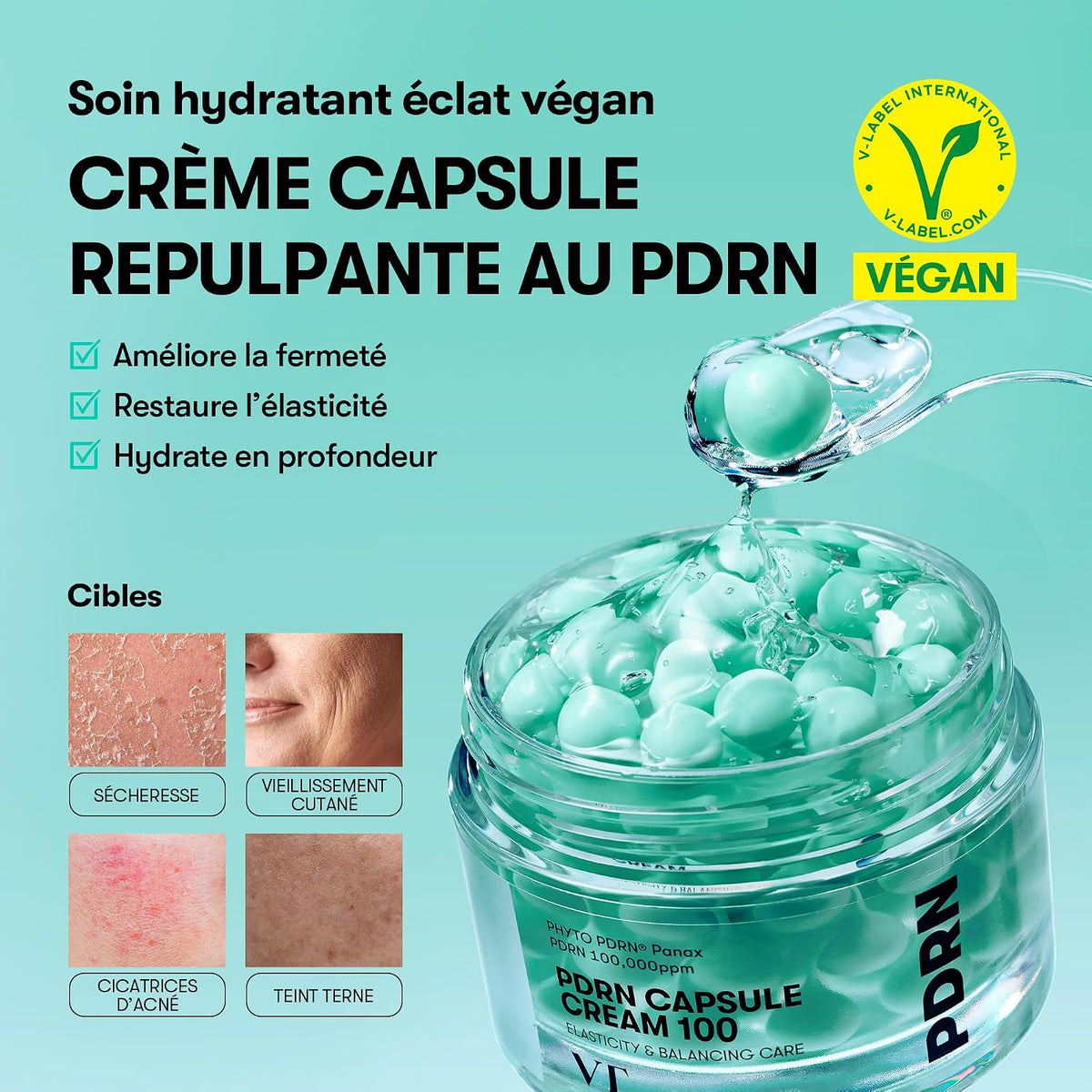 VT COSMETICS PDRN Crema Cápsula 100, 1.69 fl. onz.  | Hidratante fa...