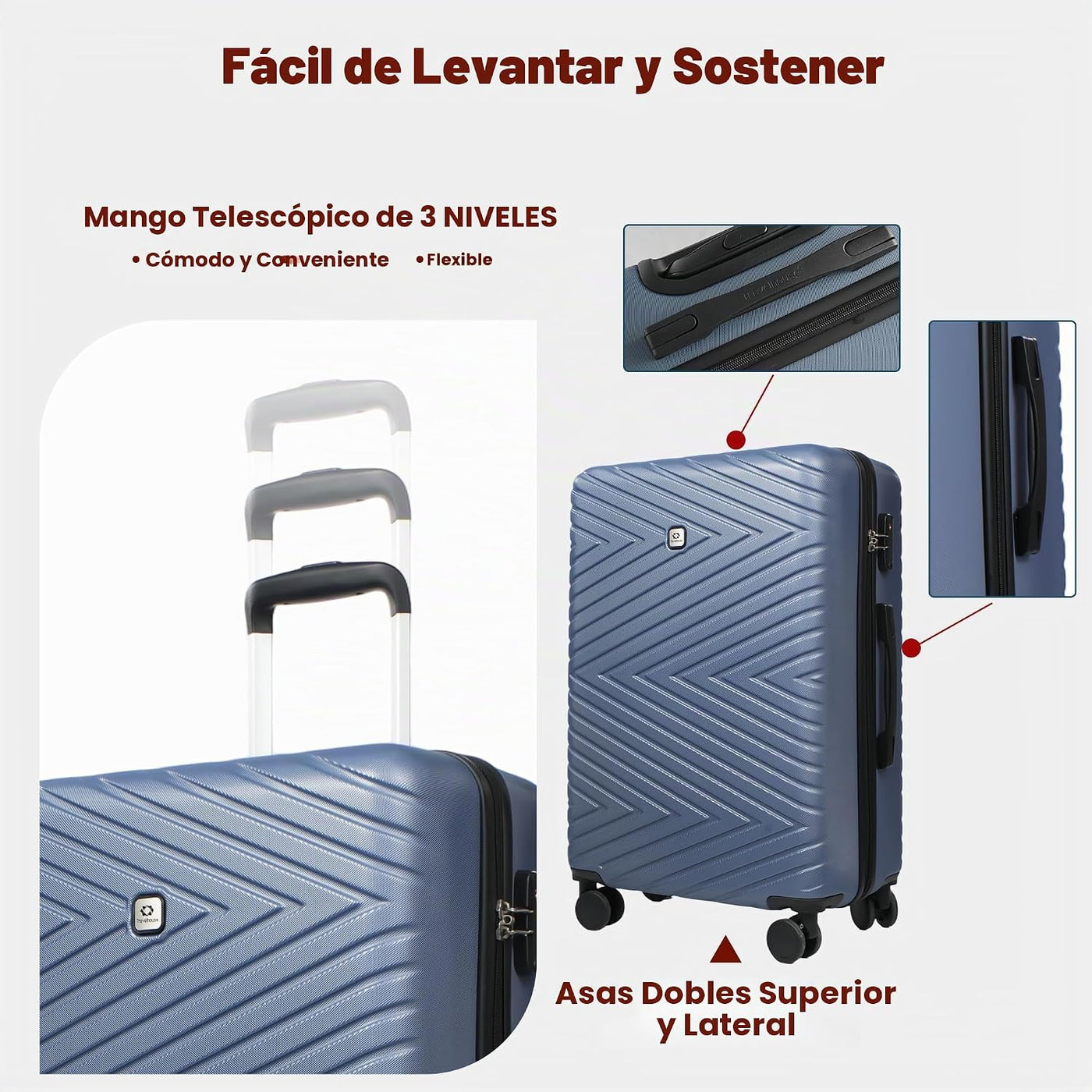 Travelhouse Juego de equipaje, maletas rígidas expandibles de 24 pu...