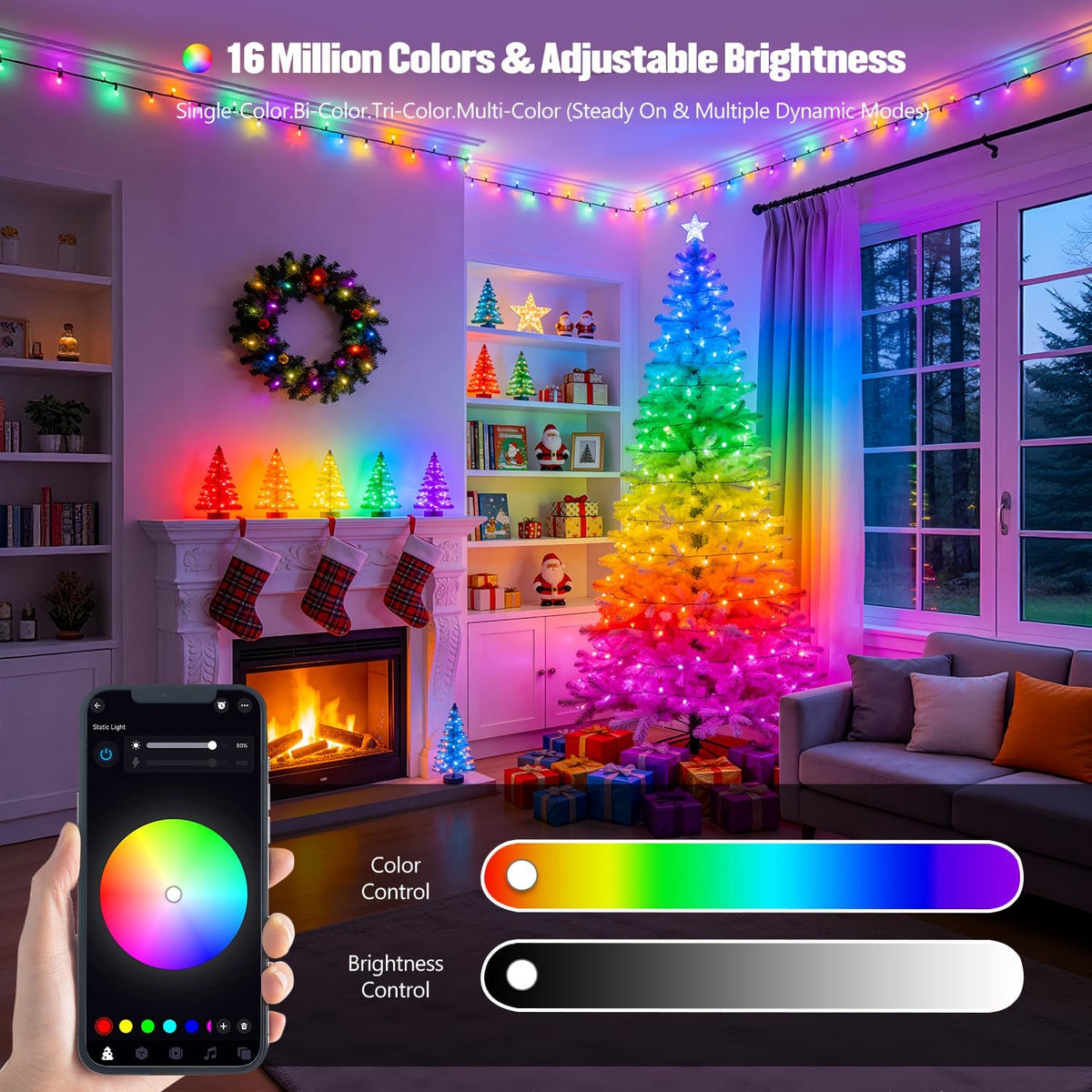 JMEXSUSS 250 luces LED inteligentes que cambian de color para Hallo...