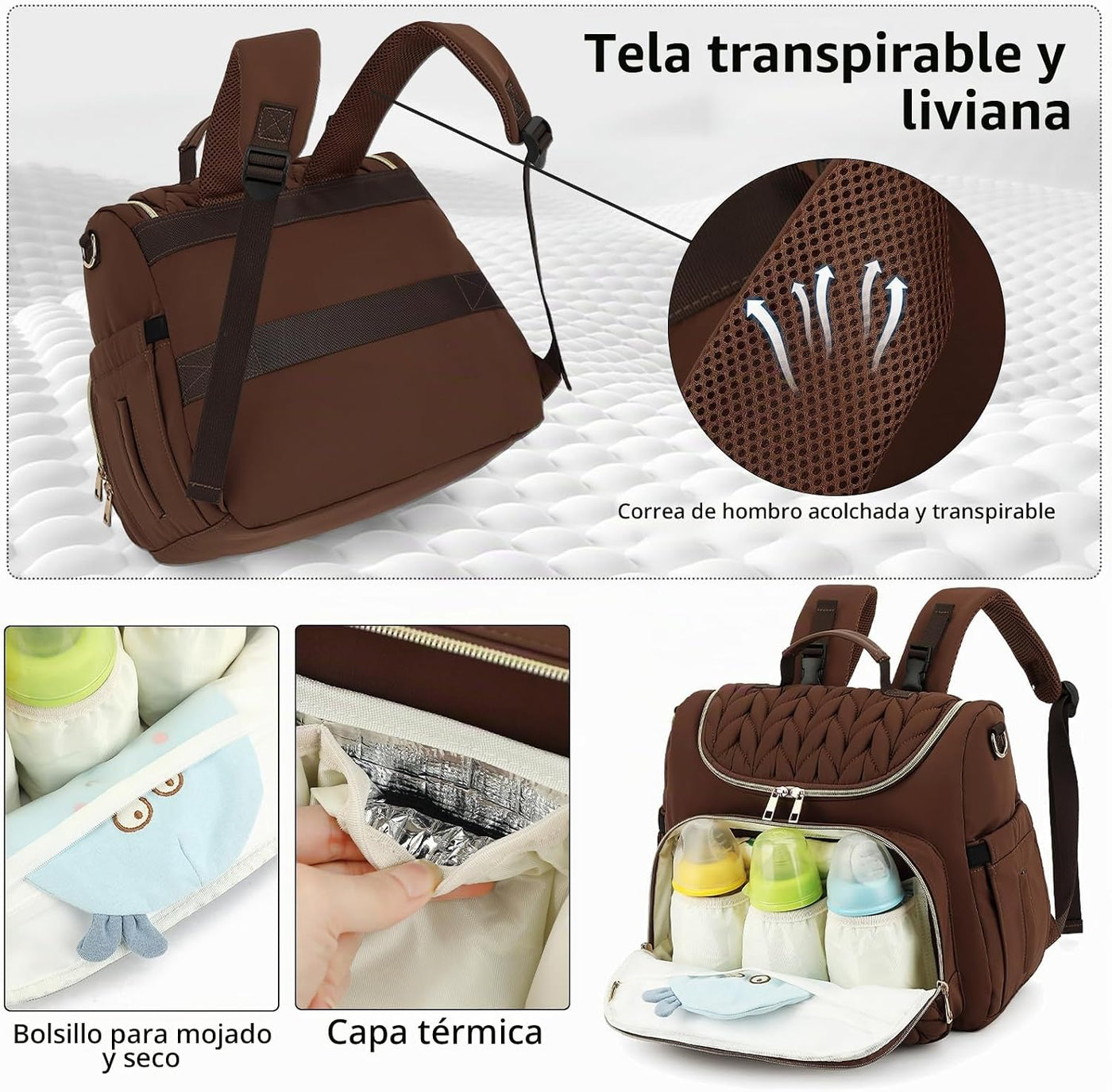 Bevkois Mochila pequeña para pañales acolchada, mini bolsa cruzada...