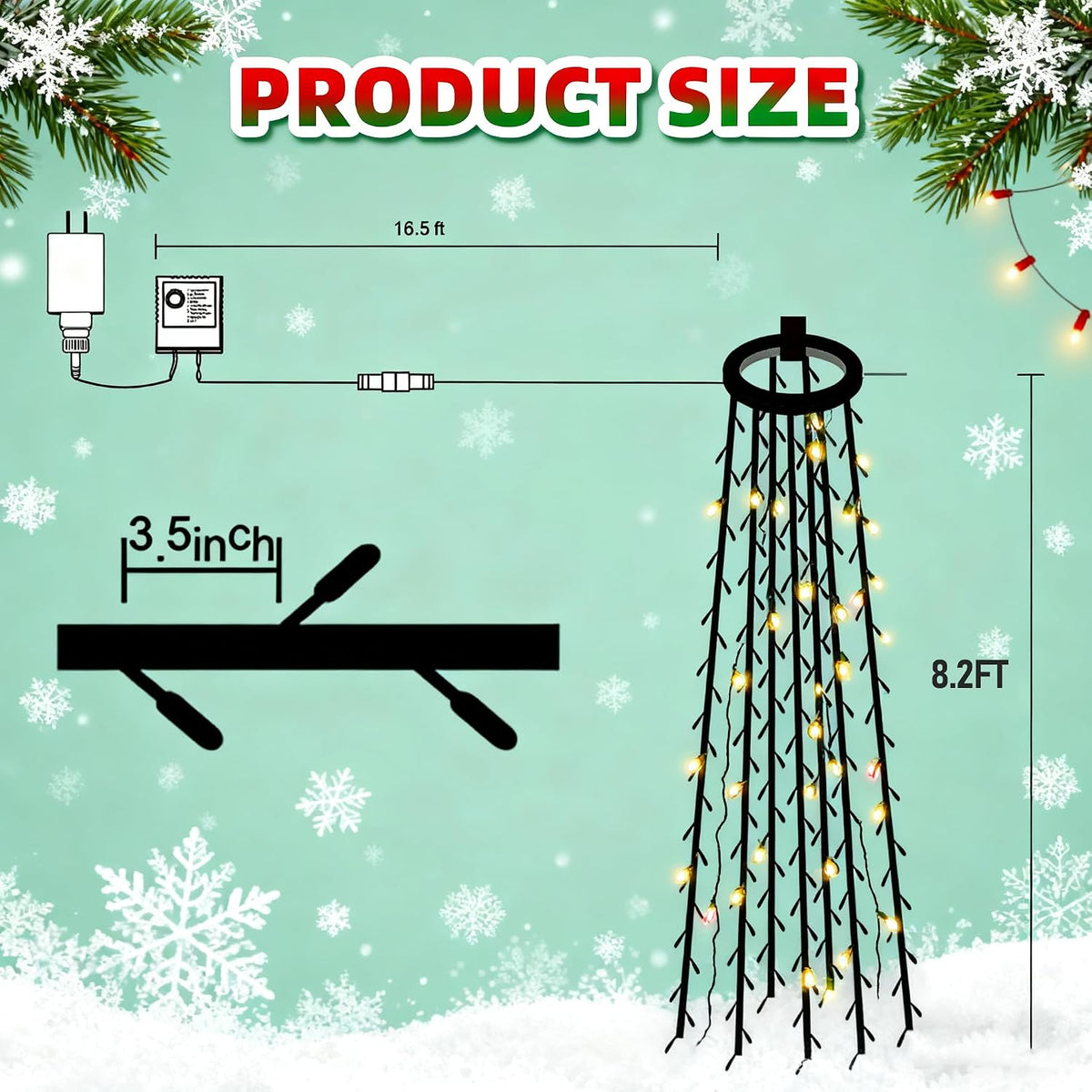 TW SHINE Luces para árbol de Navidad, 448 luces LED para decoración...