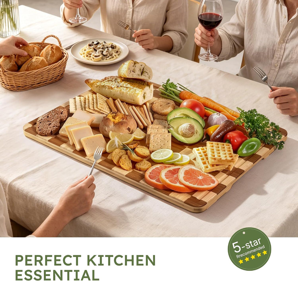 Tabla de cortar de bambú extra grande de 24 pulgadas para cocina, t...