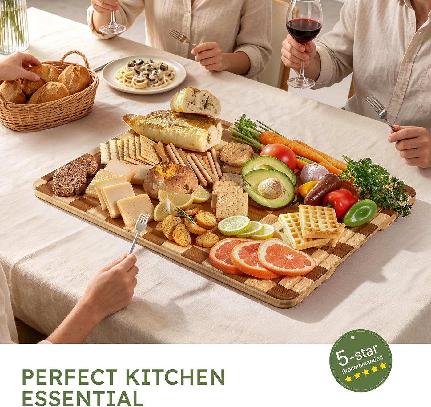Tabla de cortar de bambú extra grande de 24 pulgadas para cocina, t...
