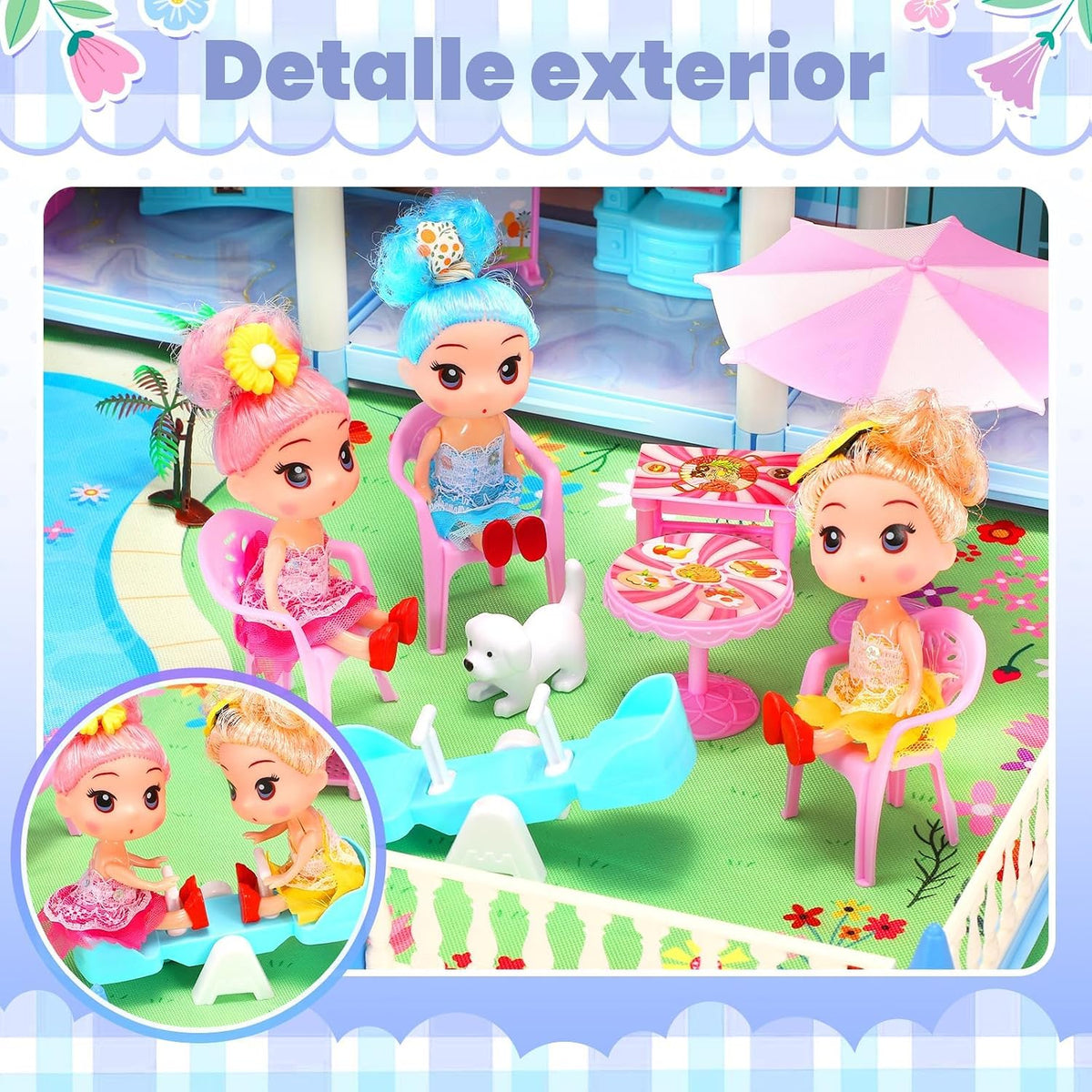 Casa de muñecas AmiDear con 4 pisos y 11 habitaciones, juego de cas...