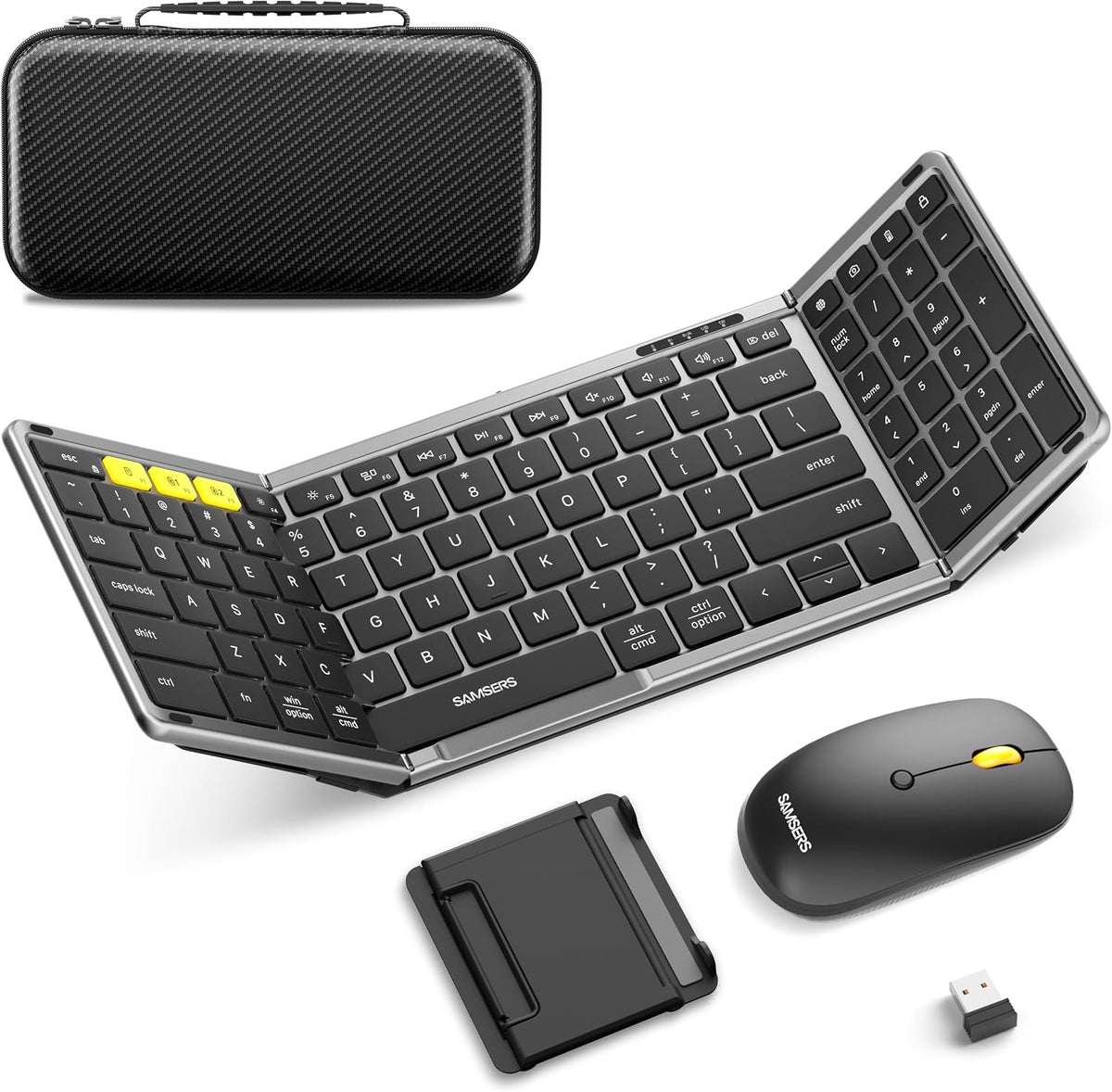 Teclado y ratón plegables, combo de teclado Bluetooth plegable Sams...