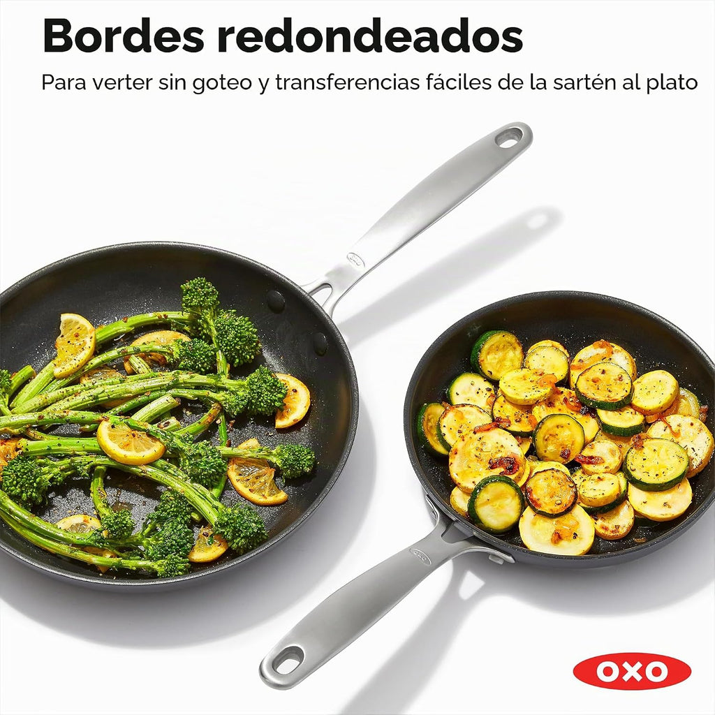 OXO Juego de sartenes mejoradas de 8 y 10 pulgadas, cerámica antiad...