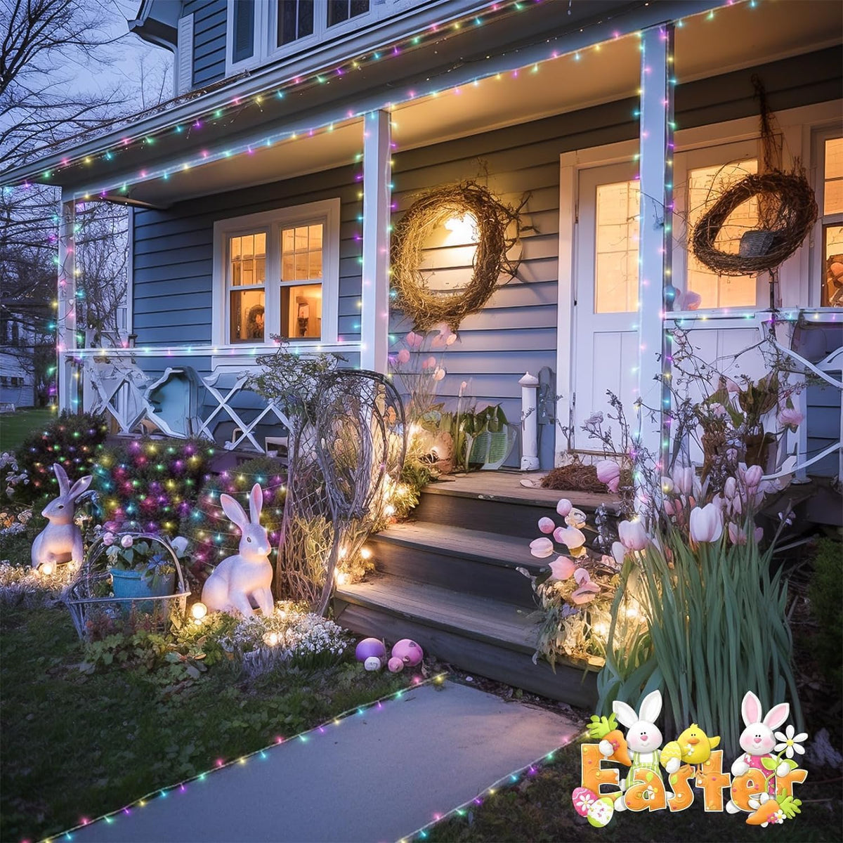 JMEXSUSS 200 luces LED de Pascua al aire libre e interior para deco...