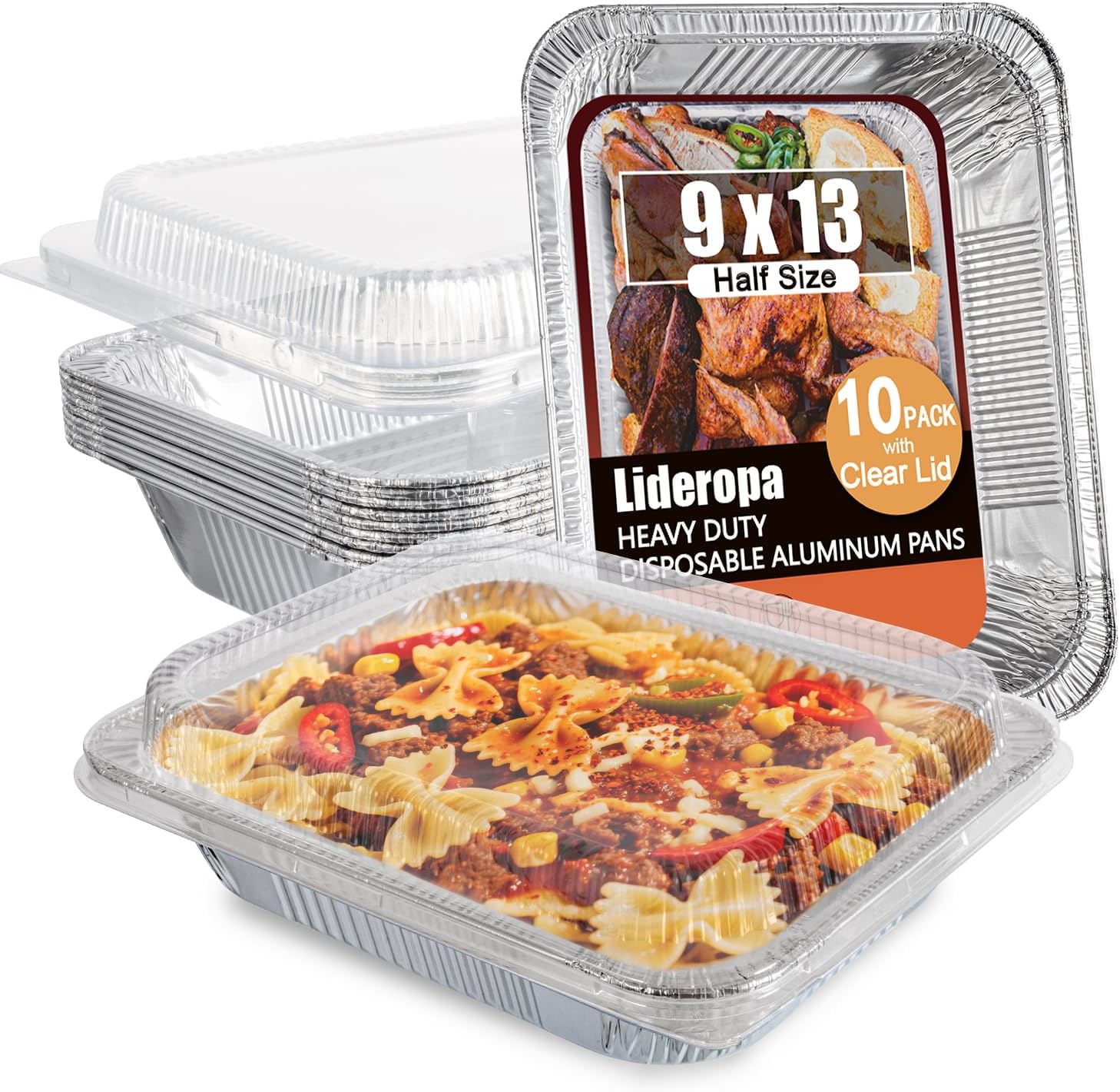Lideropa Sartenes de aluminio con tapas transparentes de 9 x 13 pul...