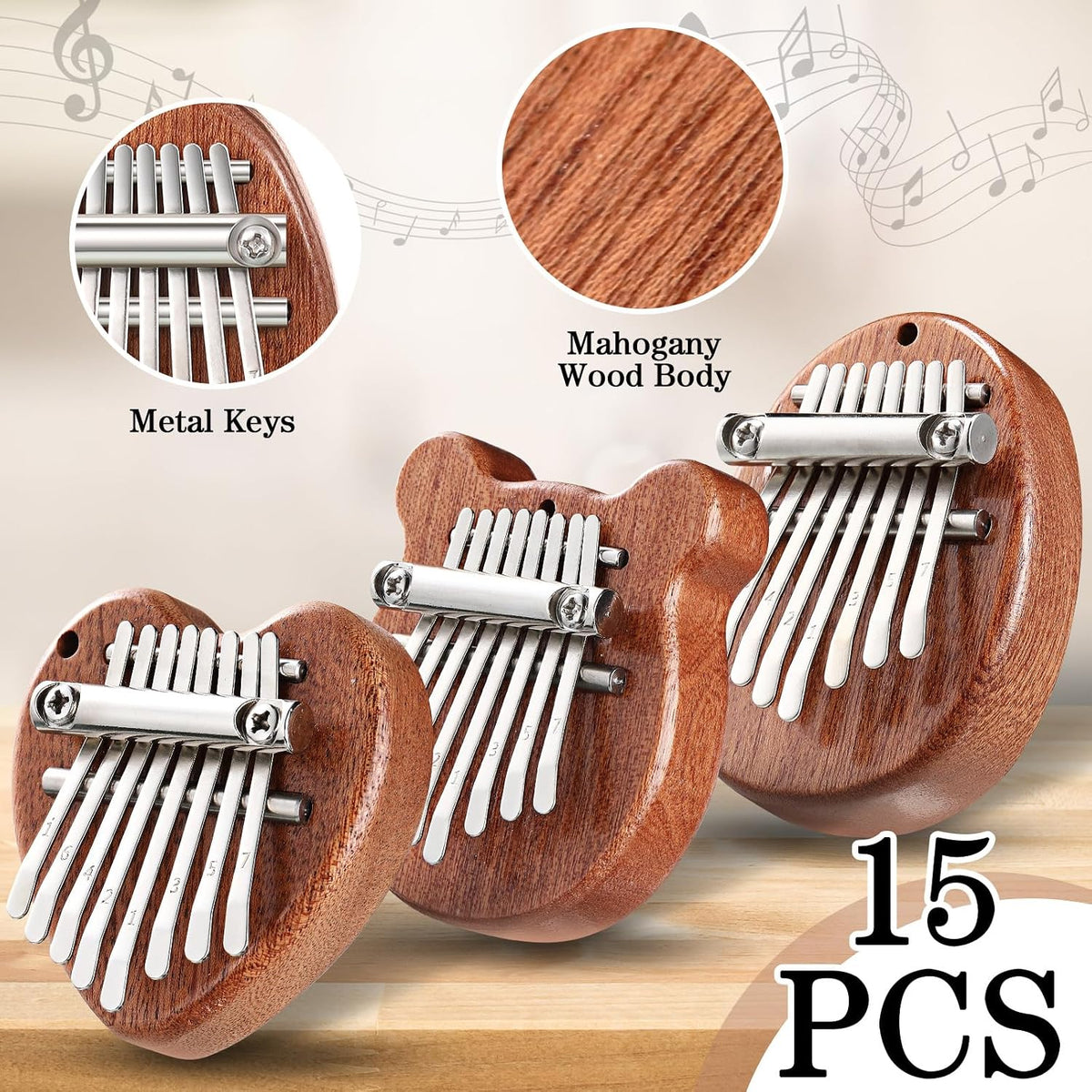 Kathfly Paquete de 15 mini Kalimba de 8 teclas, corazón de piano de...