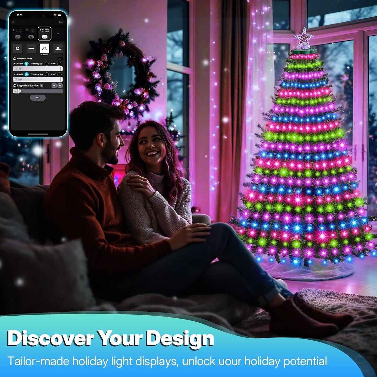Más de 30 modos de luces de árbol de Navidad recubiertas para inter...