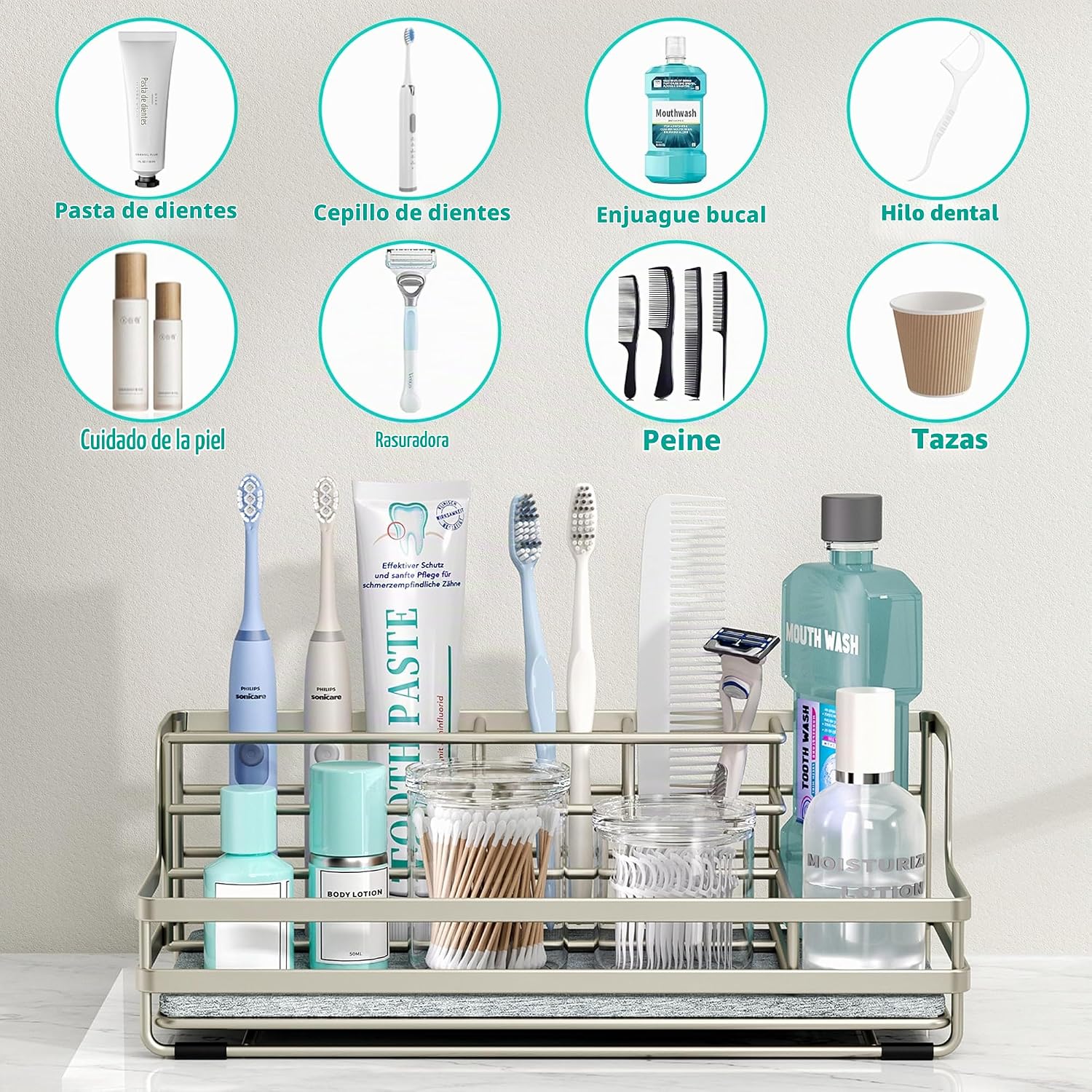 HapiRm Portacepillos de dientes para baño - Organizador de encimera...