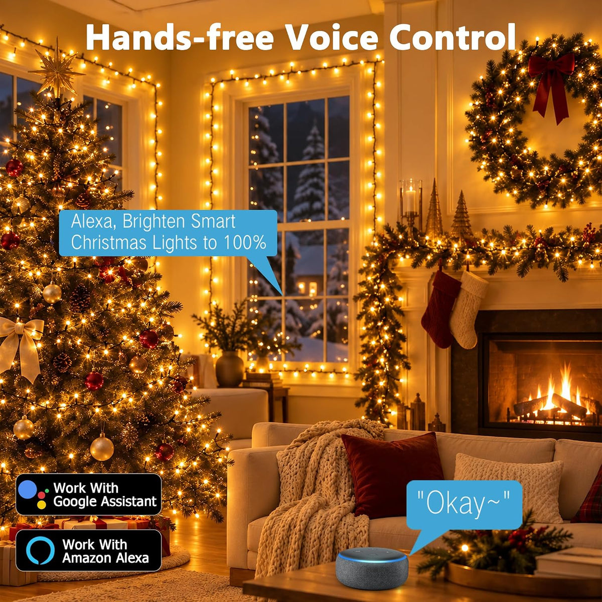 Brizled Guirnalda de luces inteligentes de Navidad, 200 luces LED q...