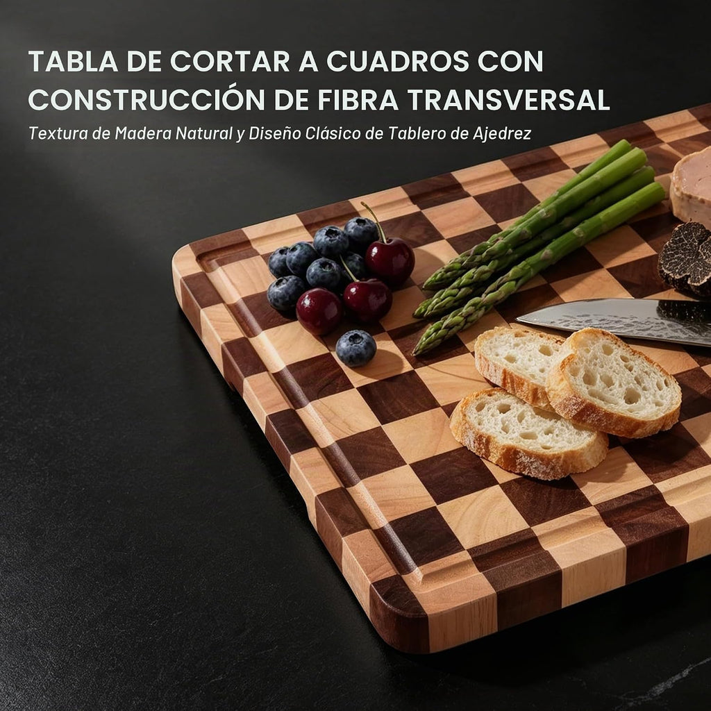 Nomsters Tabla de cortar para cocina, tabla de cortar a cuadros de...