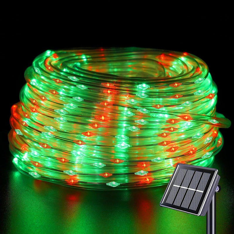 QITONG 200 luces LED solares de cuerda roja y verde