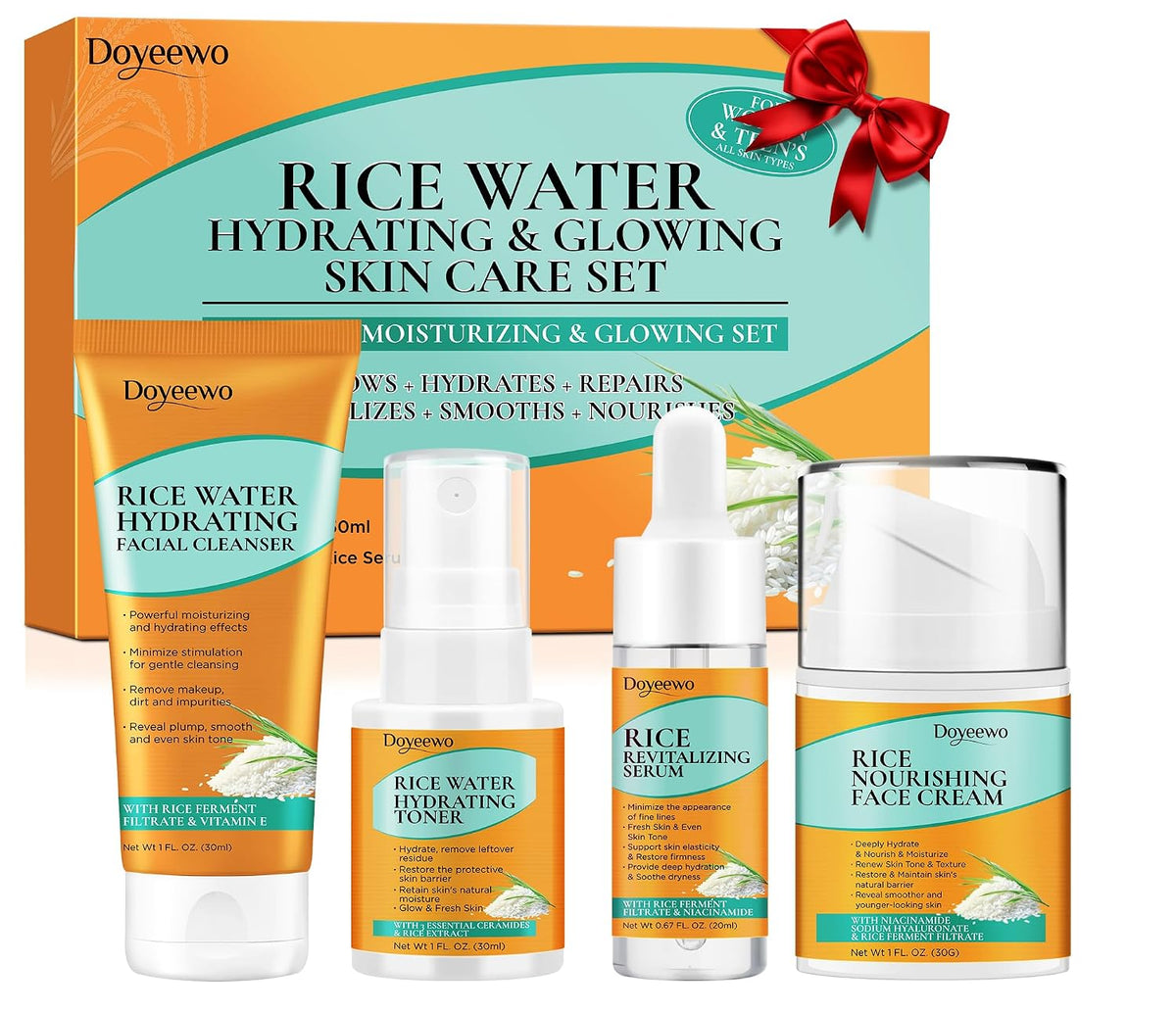 Set para el cuidado de la piel con extracto de arroz coreano para h...