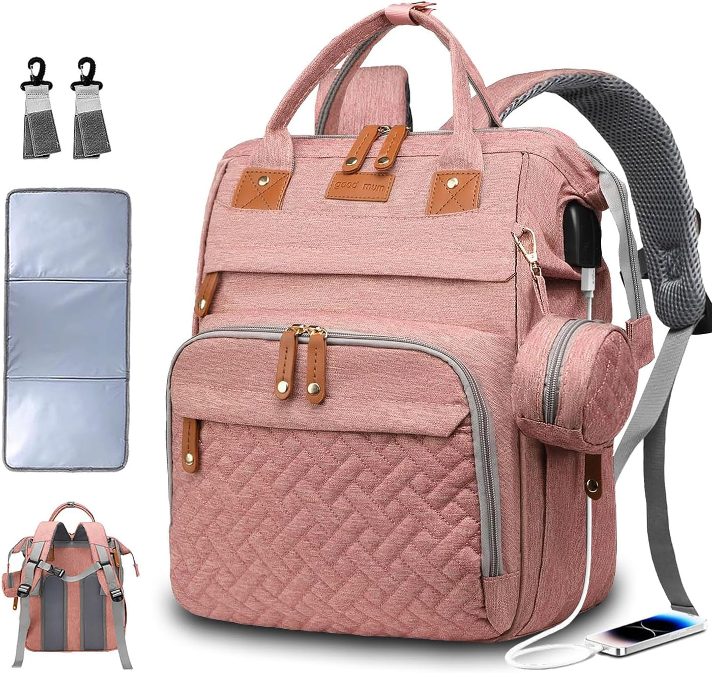 SHITIESHOU Mochila para pañales para mamá y papá, con cambiador, 19...