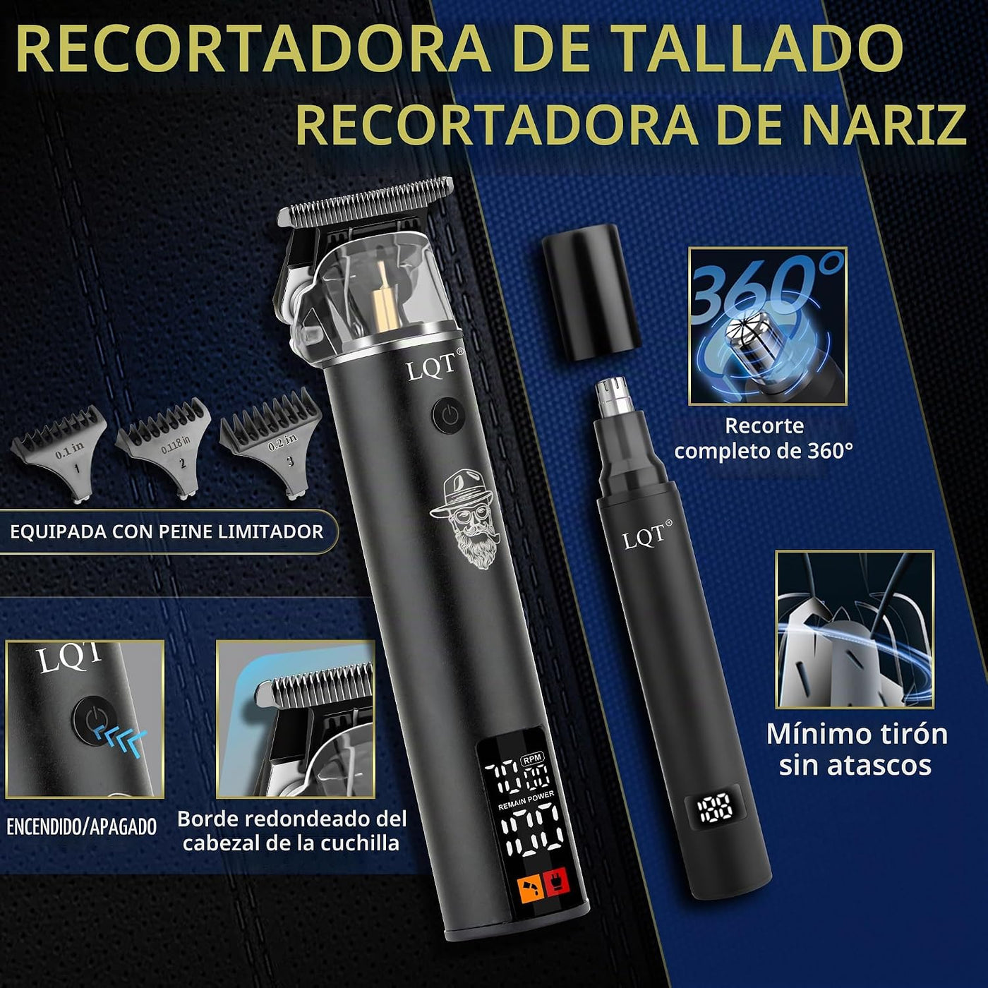 LQT Kit profesional de cortapelos y recortadora inalámbrica para ho...