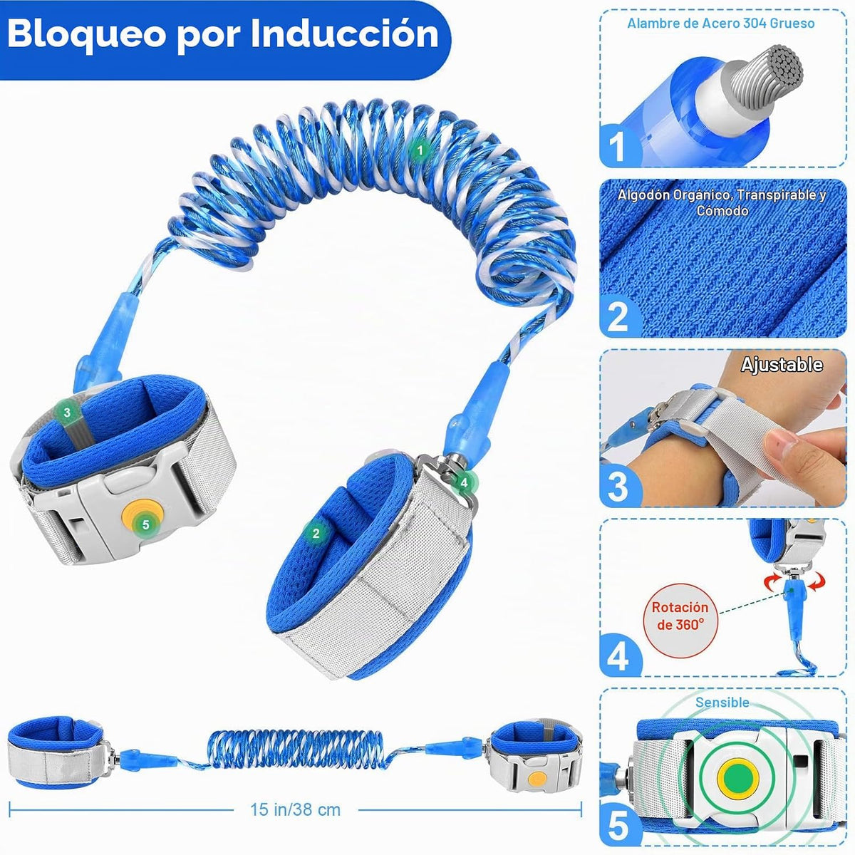 Accmor - Muñequera reflectante antipérdida con cerradura para niños...