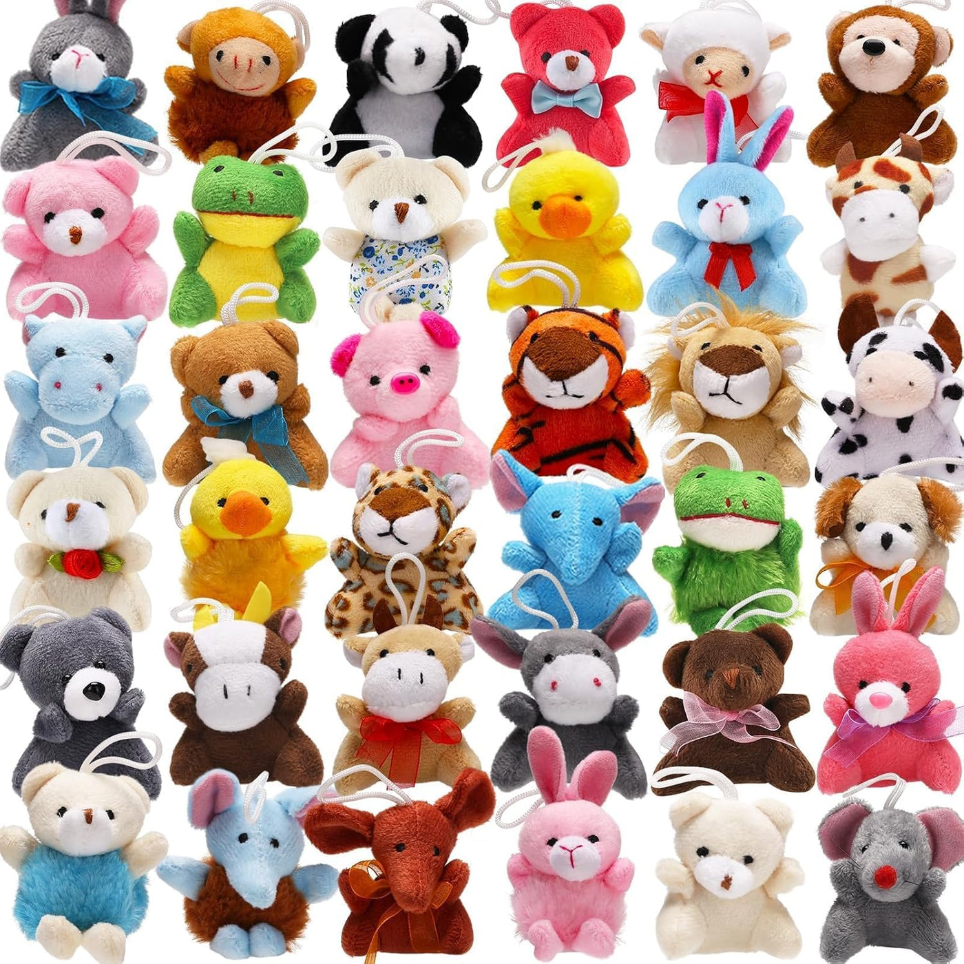 Uzoxlsn Paquete de 38 mini animales de peluche para fiestas para ni...