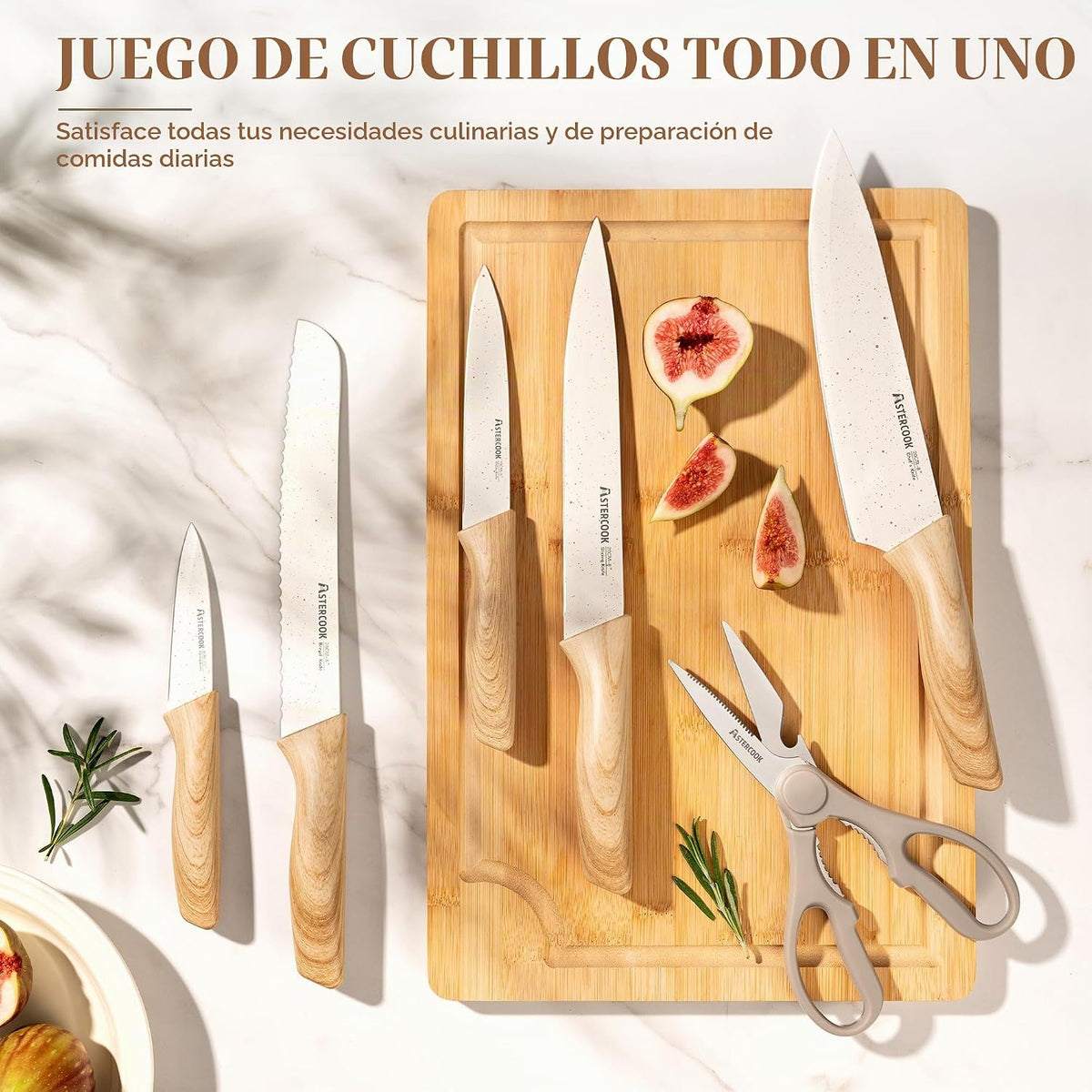 Astercook Juego de cuchillos, juego de 13 cuchillos de cocina con r...