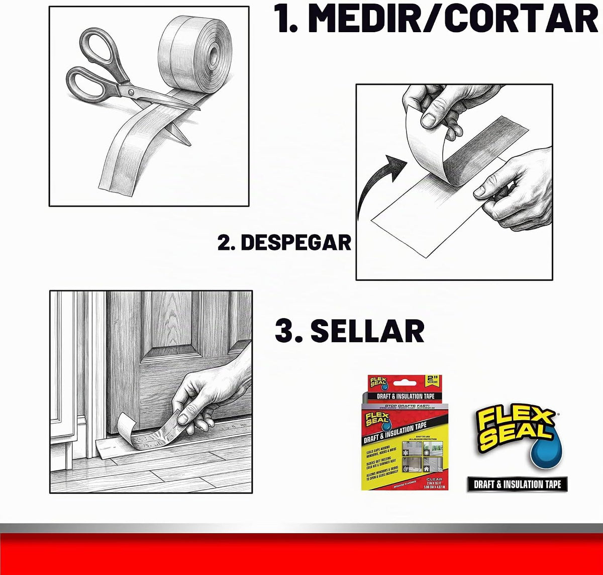 Flex Seal Cinta de Sellado contra Corrientes de Aire y Aislamiento,...