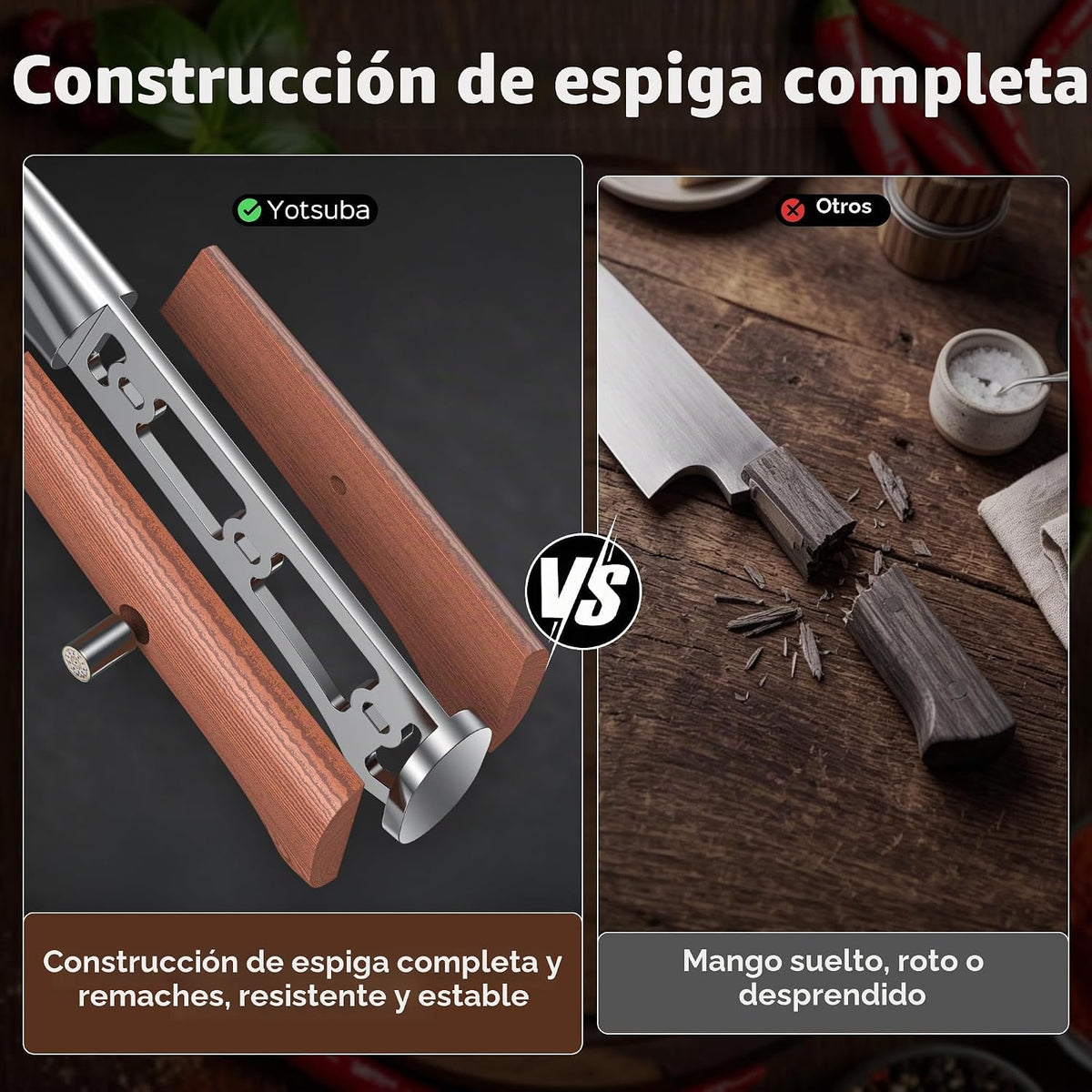 Juego de cuchillos de cocina YOTSUBA 3 piezas, juego de cuchillos d...