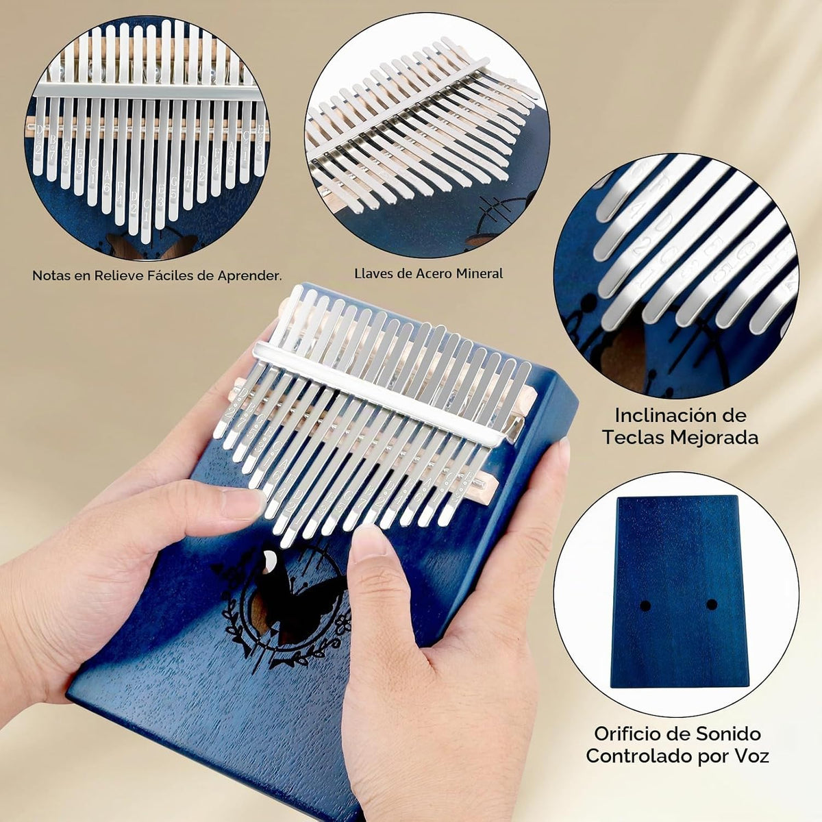 RANMING Piano de pulgar Kalimba de 17 teclas de madera maciza de ca...