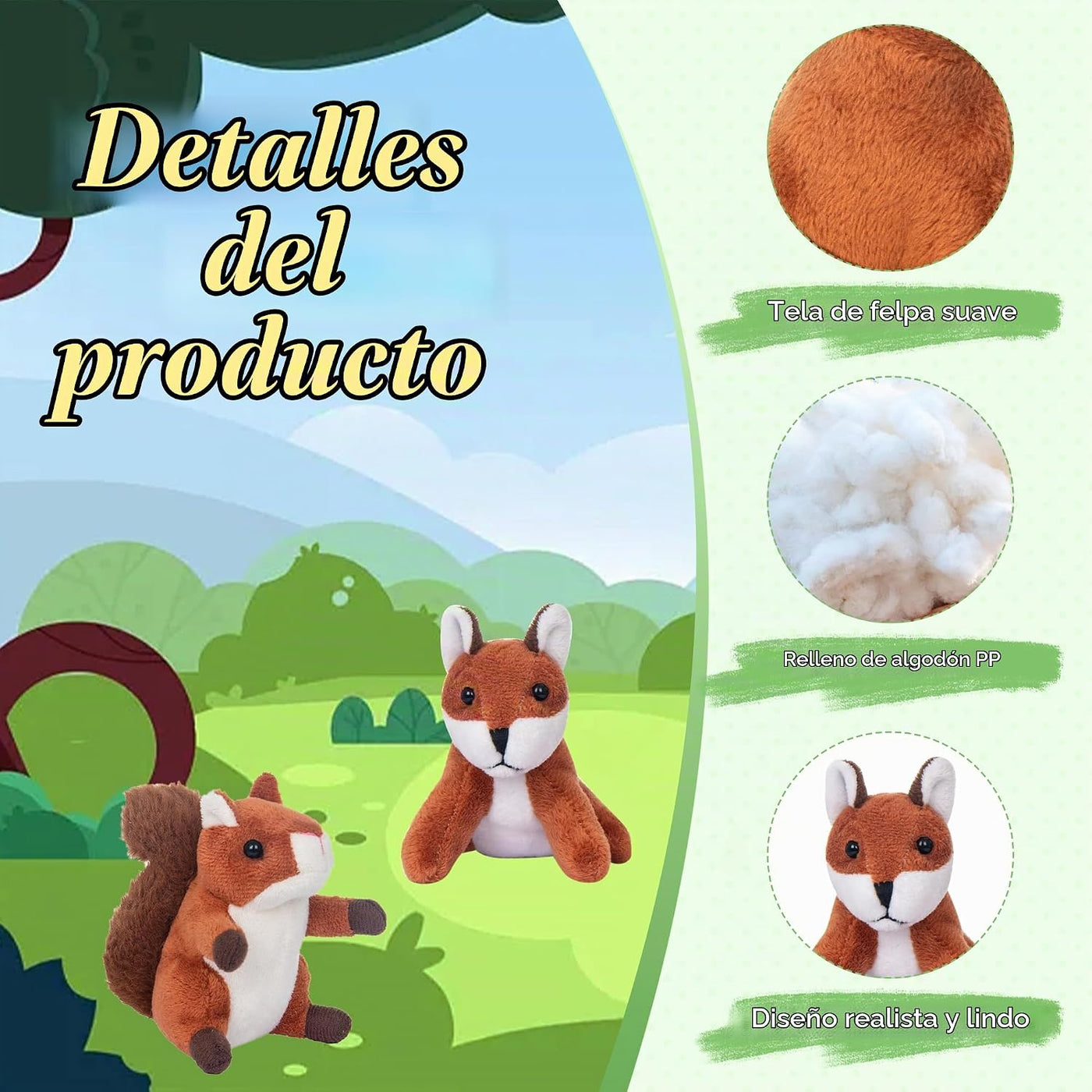 My OLi - Juego de 10 animales de peluche de zoológico, juguete de p...