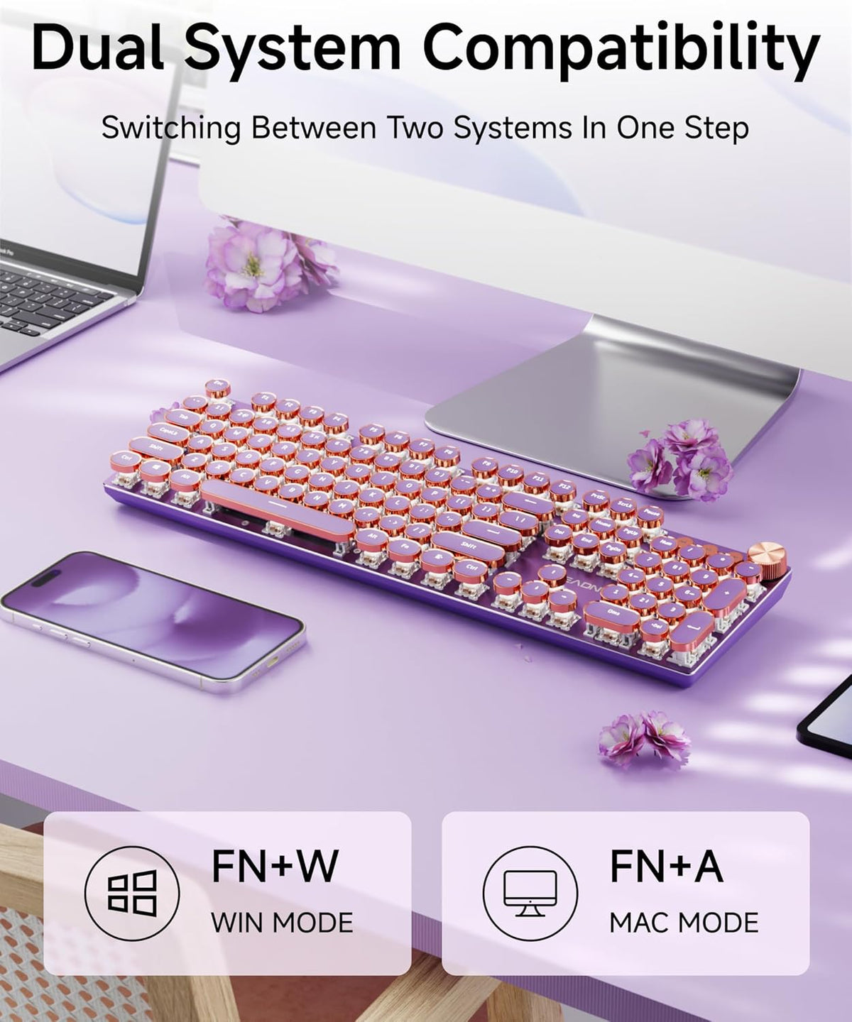 Teclado mecánico inalámbrico estilo máquina de escribir con | Bluet...