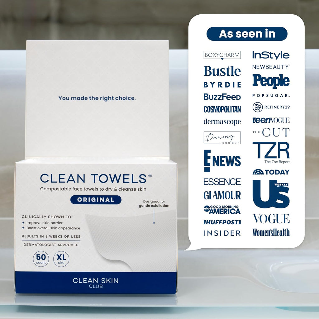 Clean Skin Club Clean Towels XL, toalla facial 100% a base de plant...