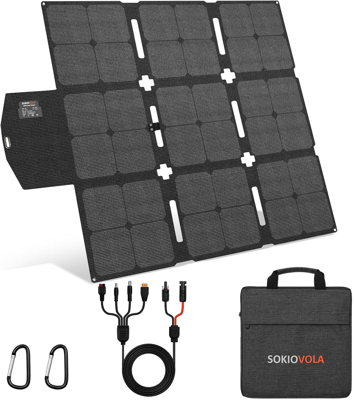 SOKIOVOLA Panel solar plegable de 120 W con conector MC-4 Panel sol...