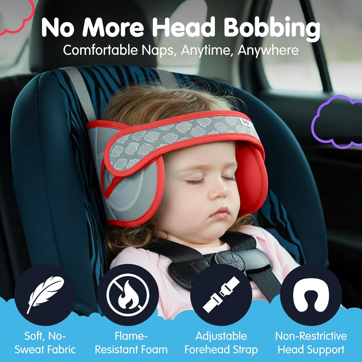 NapUp Soporte de cabeza de asiento de coche para niños pequeños - S...