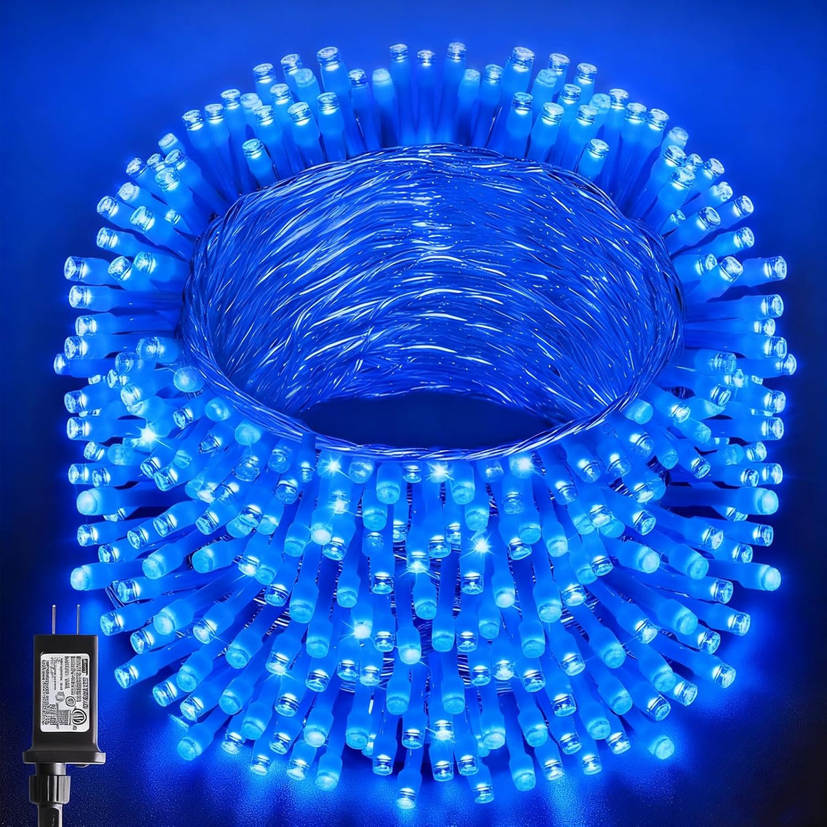 VTECHOLOGY 66 pies 200 LED azul árbol de Navidad luces cadena luz i...