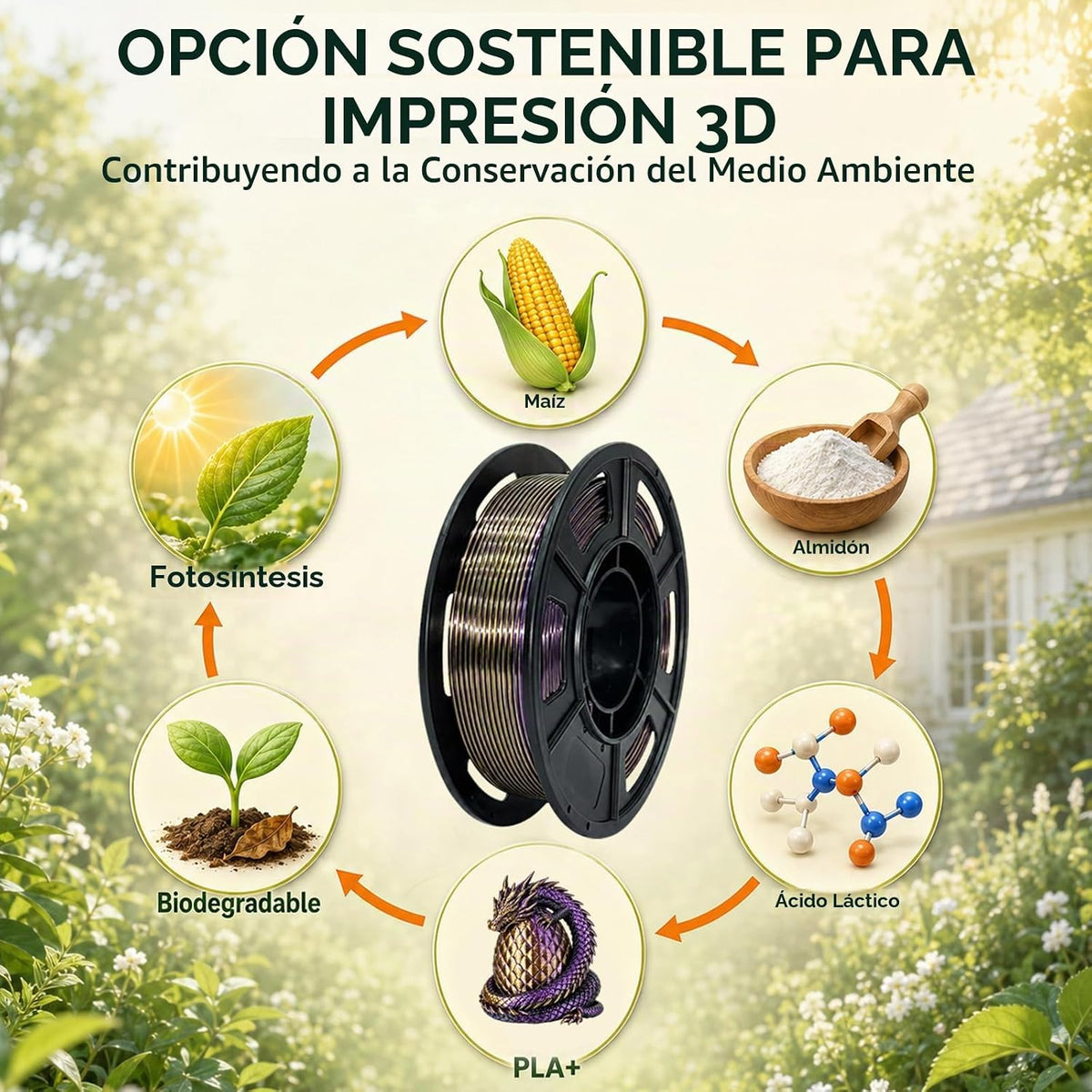 Meuymeu Paquete de filamentos para impresora 3D PLA+ de seda tricol...