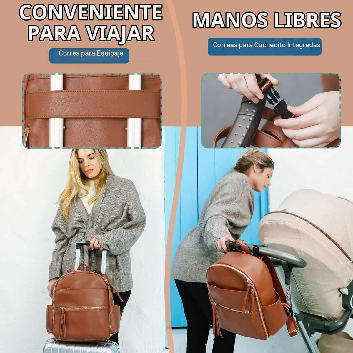 MOMINSIDE Mochila pequeña para pañales, mini bolsa de pañales con 1...