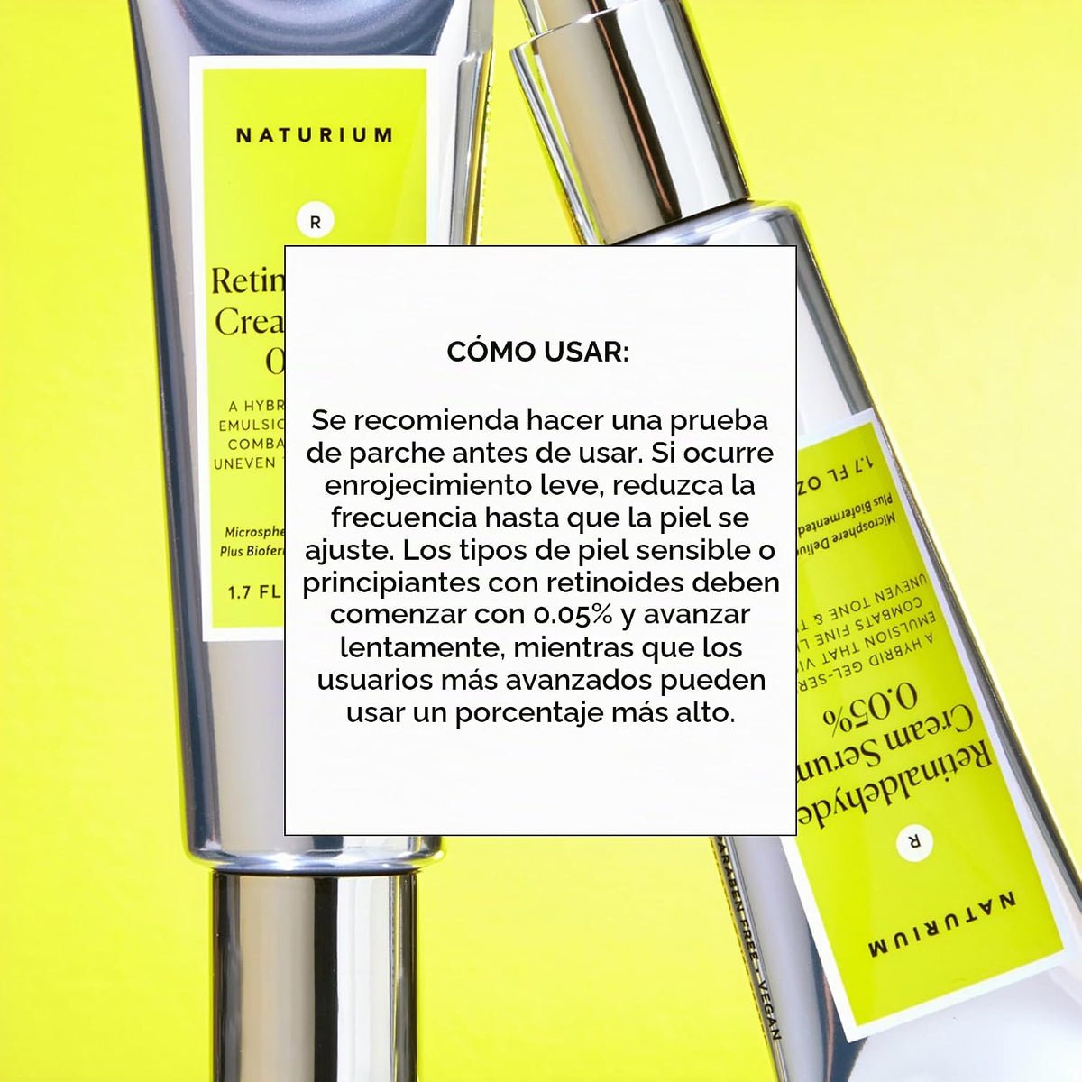 Naturium Suero en crema de retinaldehído 0.10%, cara, cuello y pech...