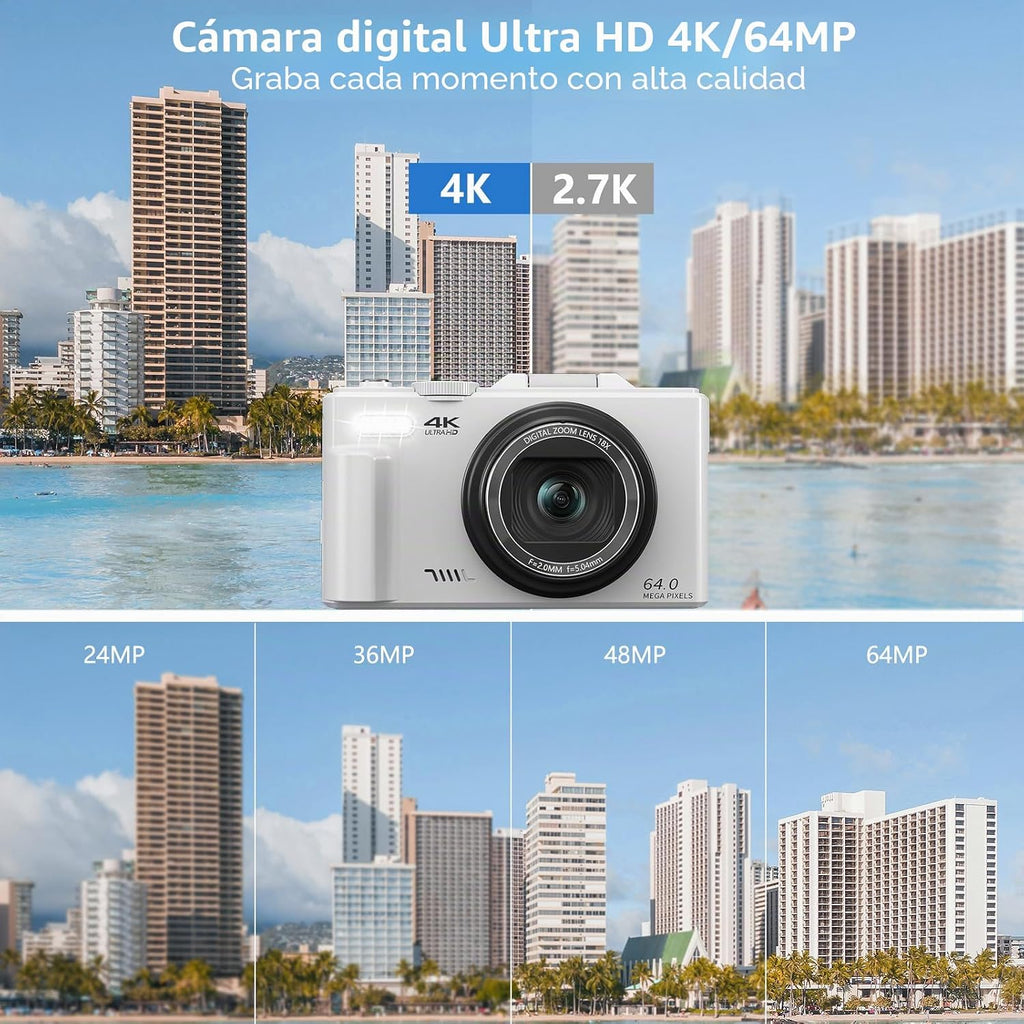Cámara digital para fotografía, cámara de vlogging 4K para YouTube...