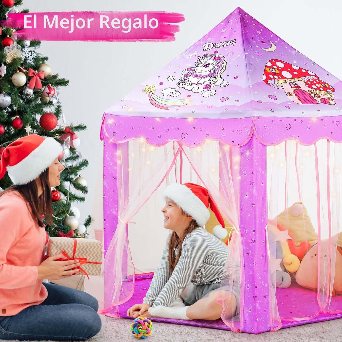 Monobeach Tienda de campaña de princesa para niñas, casa de juegos...