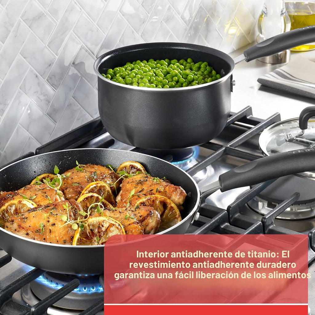 T-fal Signature - Juego de utensilios de cocina antiadherentes de 1...