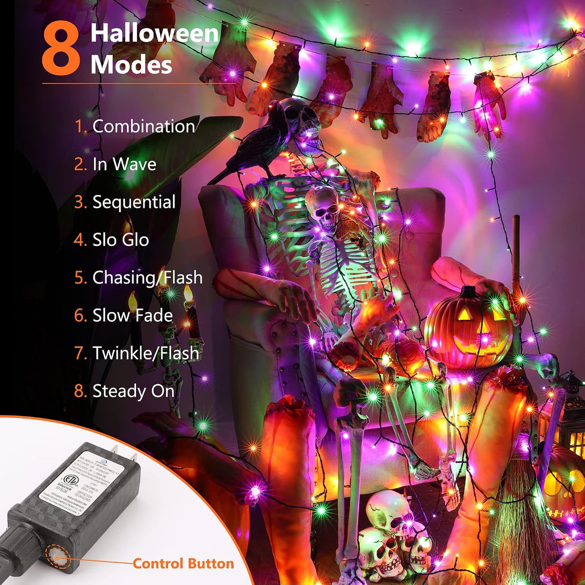 Brizled Mini Luces de Halloween, 78.74 pies 240 Luces de Cadena LED...