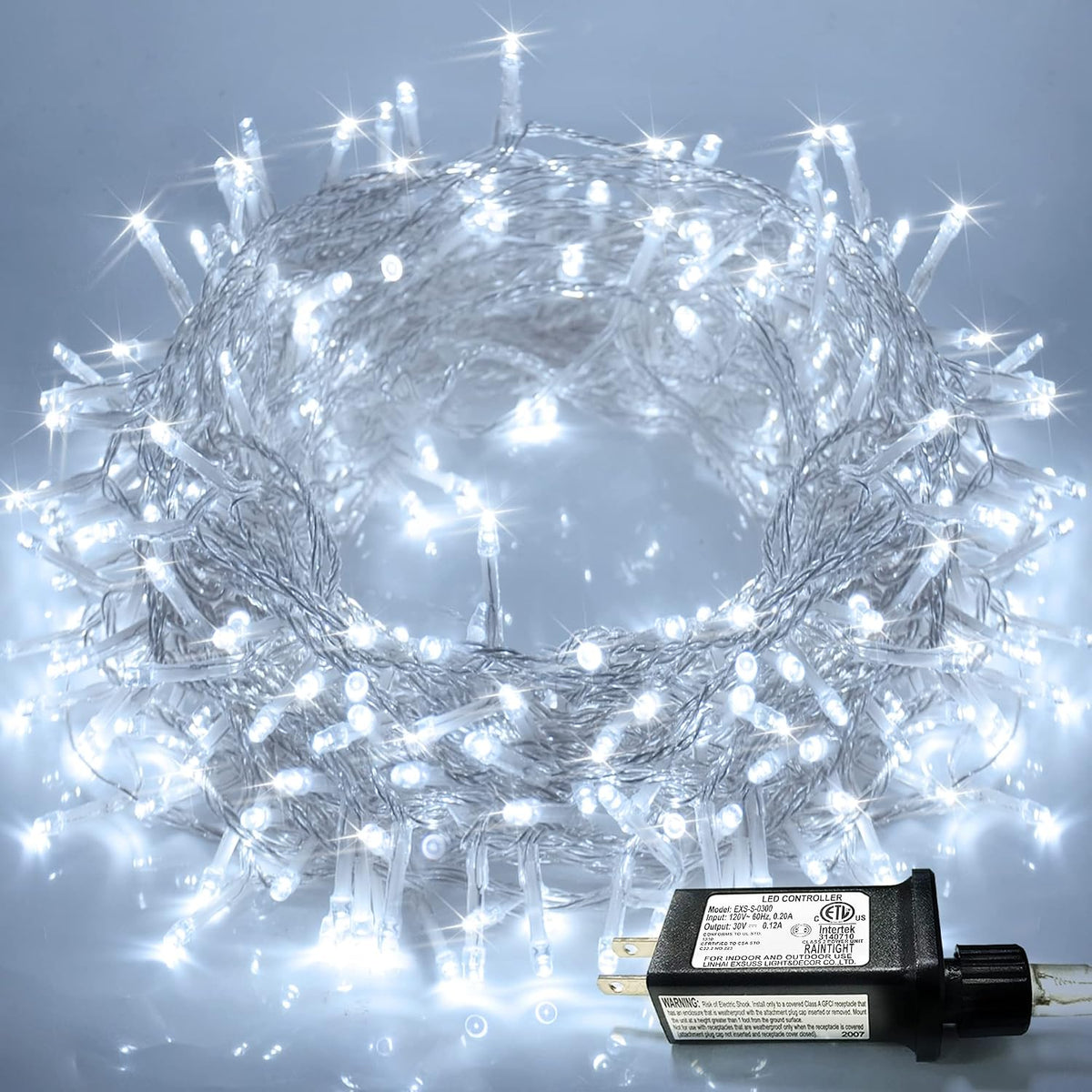 JMEXSUSS 300 luces LED de Navidad impermeables al aire libre, 8 mod...
